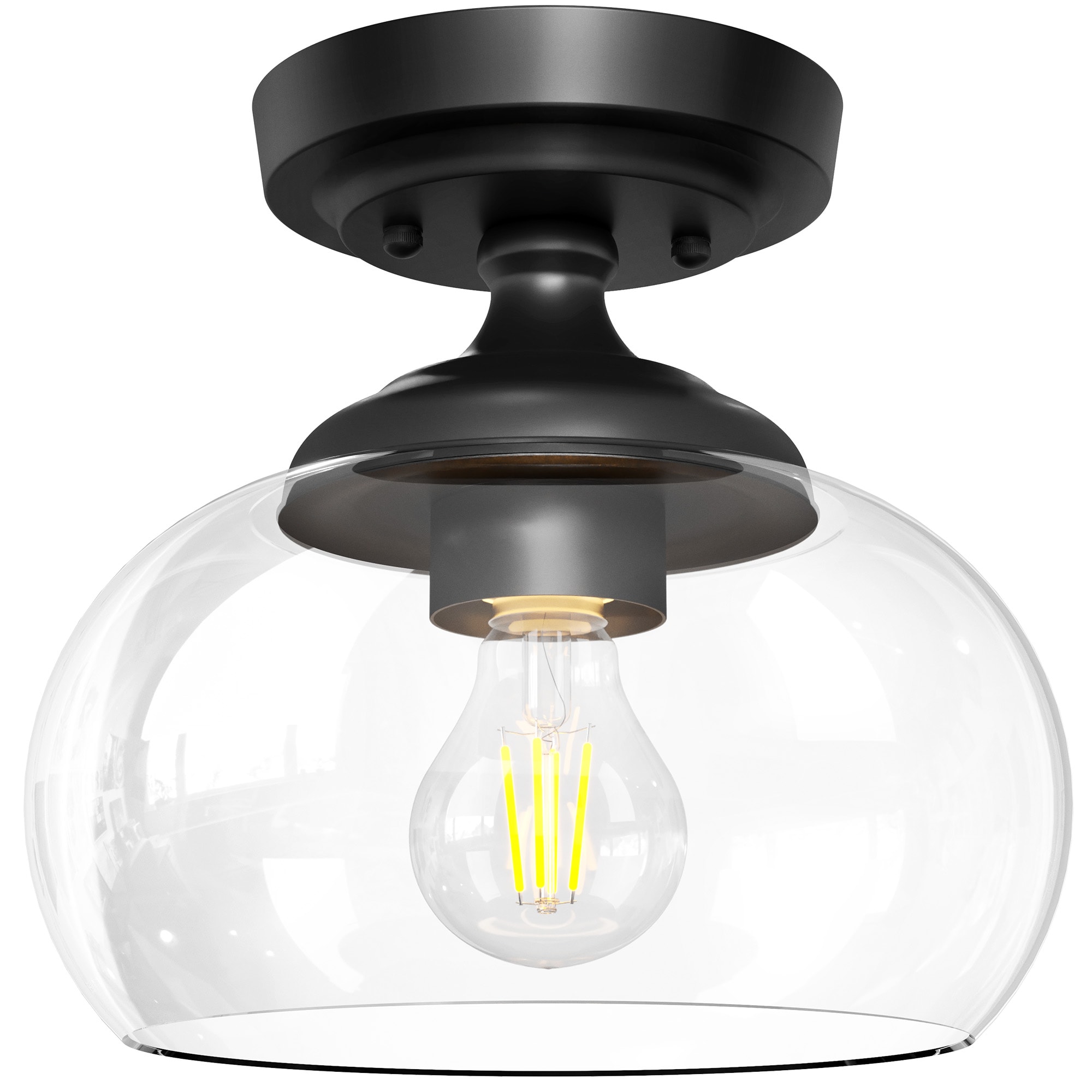 CO-Z HCF-15M6-BK 1 -Light 8.3-in Matte Black Semi Flush Mount Light
