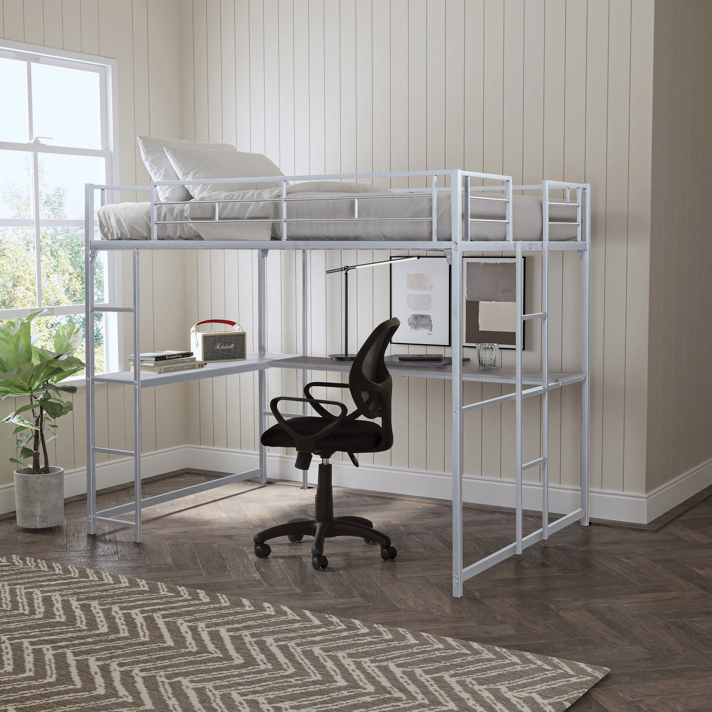 Furniture of America IDF-BK905SV-F Kennedy Silver Full loft Bunk Bed