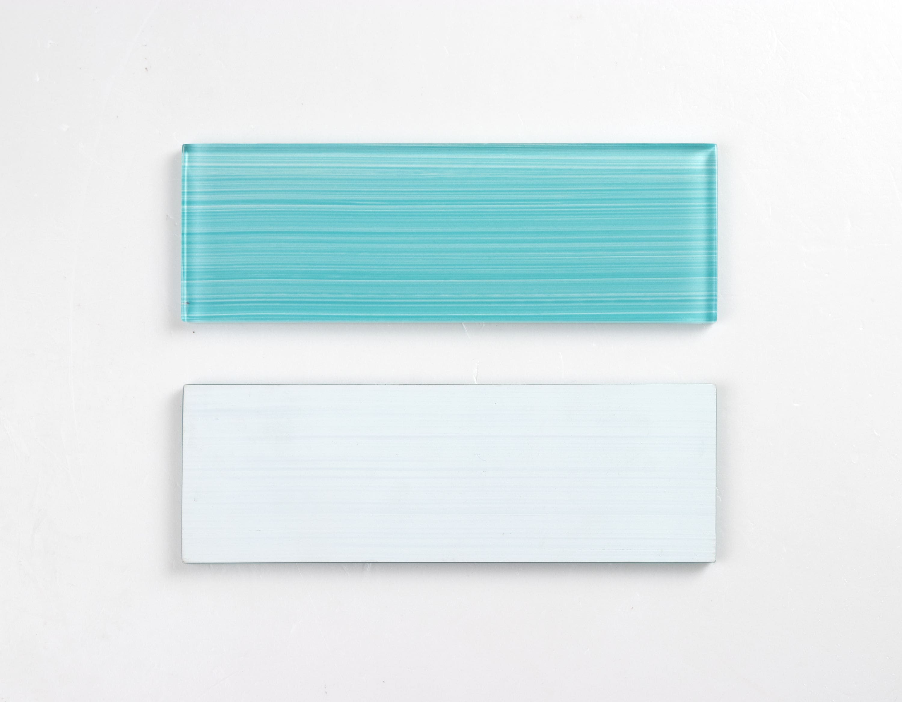Aqua Blue Hand Painted Polished Glass Subway Wall Tile