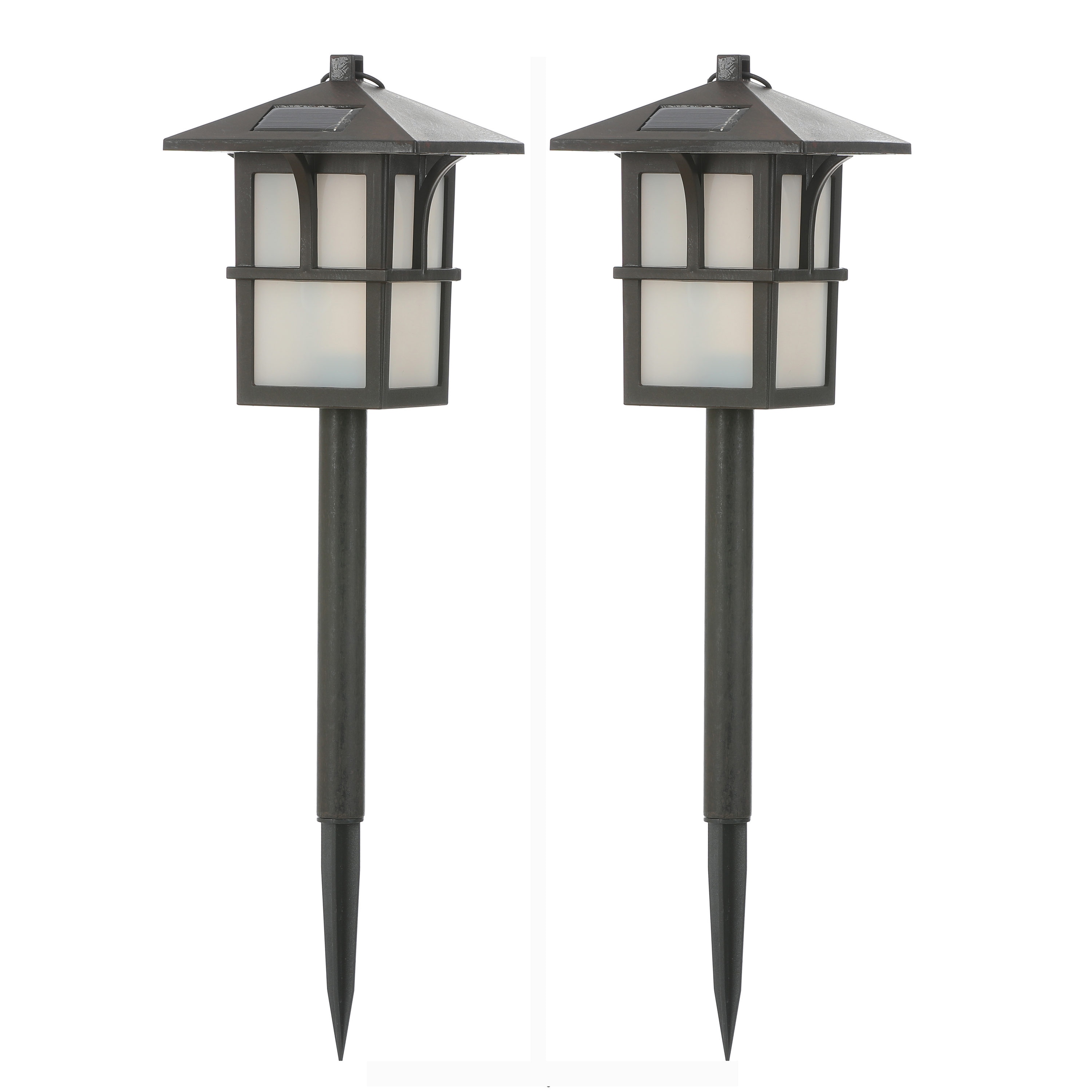 Luxen Home 7-Lumen Brown, White Solar Integrated LED Outdoor Path Light  (2800 K) in the Path Lights department at