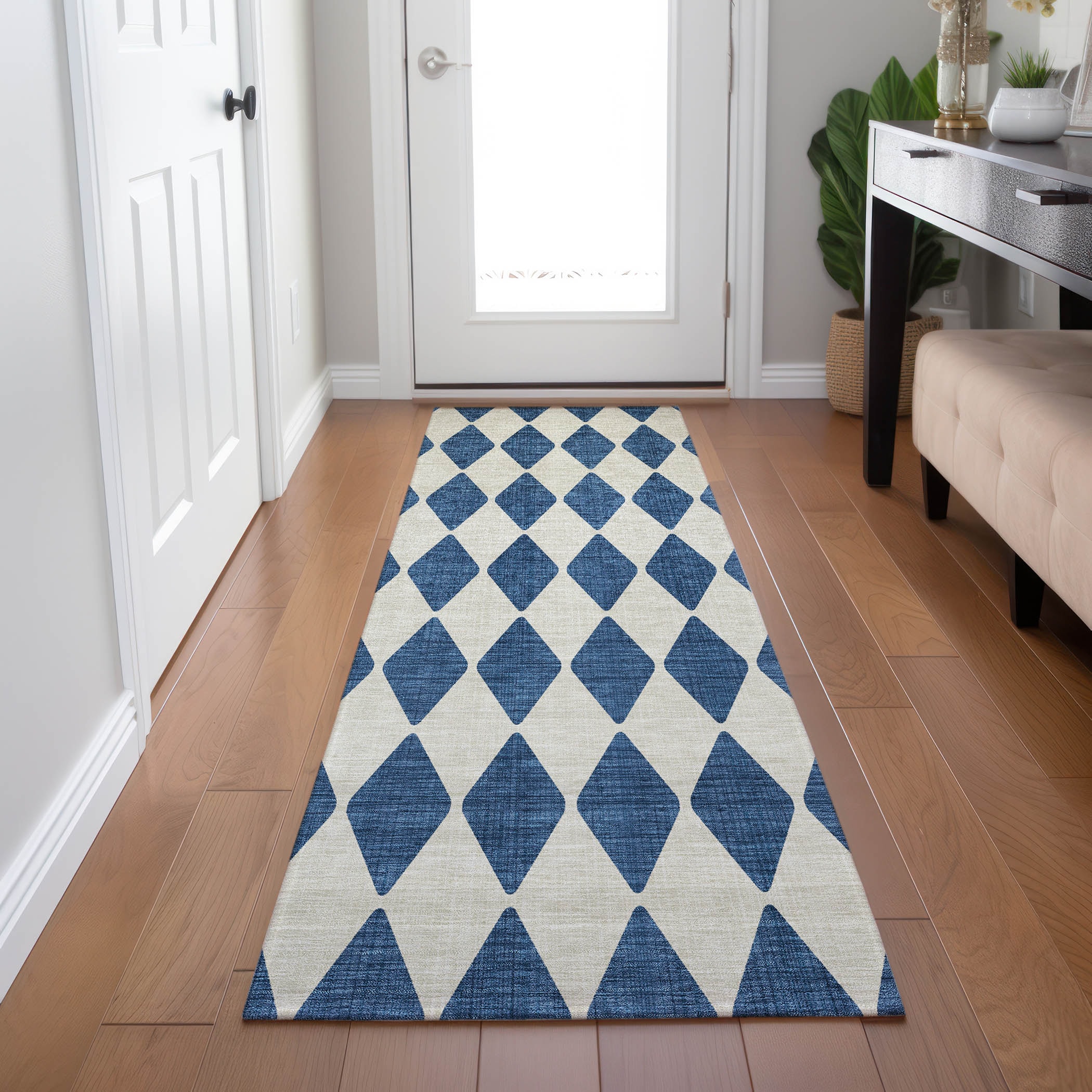 Addison Rugs ACN578NA2X8 Chantille ACN578NA 2 x 7 (ft) Polyester Navy Rectangular Indoor/Outdoor Geometric Machine washable Area rug