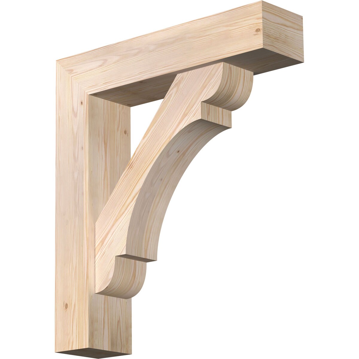 Ekena Millwork 1463790 Olympic Block Smooth Bracket with Offset Brace 7-1/2-in x 32-in x 36-in Douglas fir Brown Wood Standard bracket