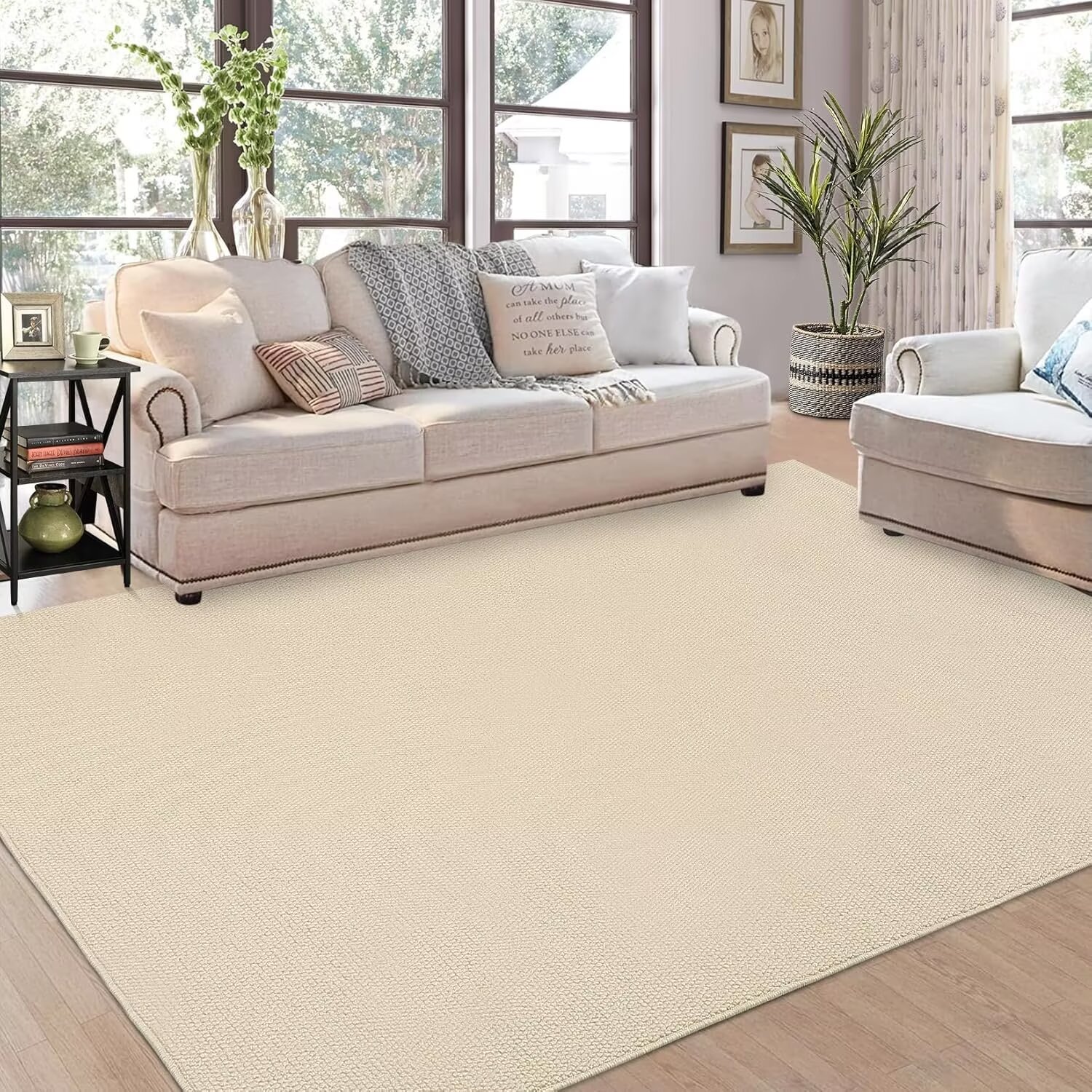 Garvee YXY-LO-PHO-16F7CWAH 10 x 13 (ft) Loomed Cream Rectangular Indoor/Outdoor Solid Vintage Machine washable Pet Friendly Area rug