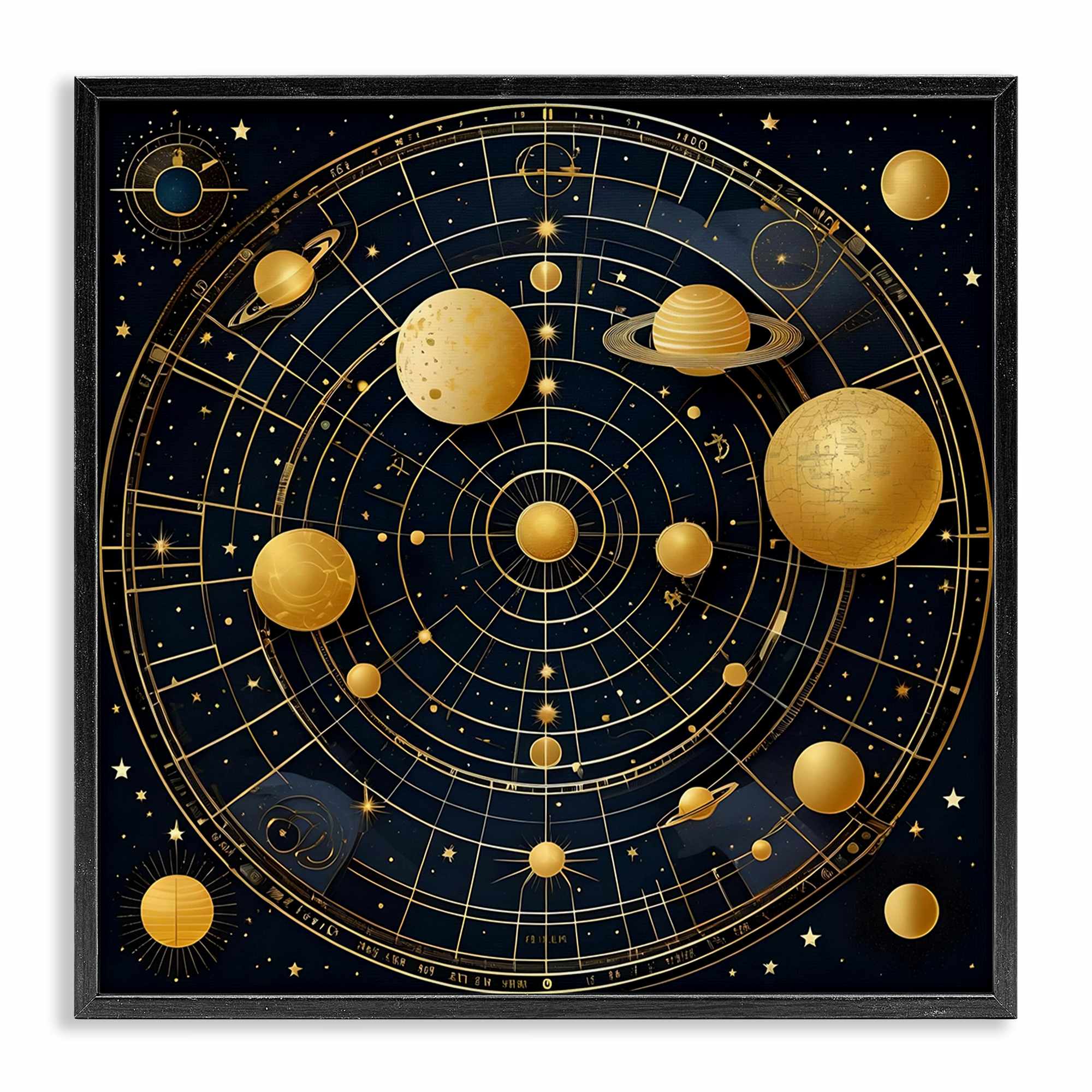 Stupell Industries BT-311-FR-24X24 Astral Planets in Solar System Framed Giclee design by Tabz Jones