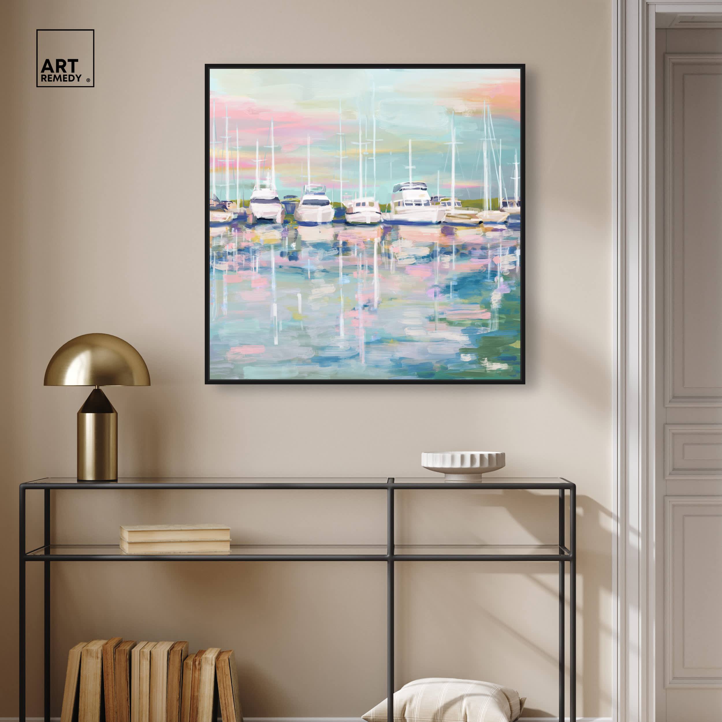 Art Remedy Coastal Dock Coastal Print by Black Frame 30 x 30 in the ...