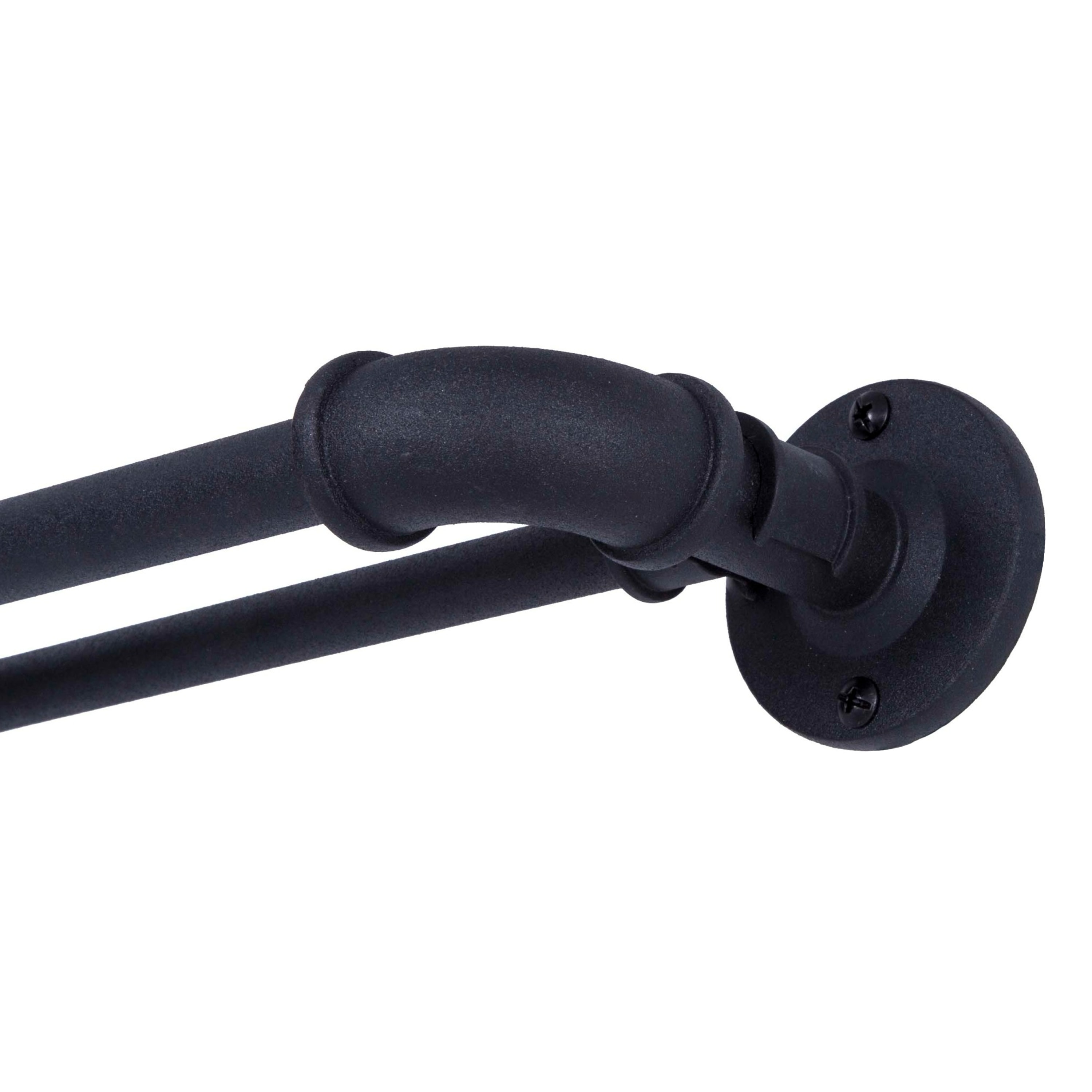 Sun Zero SN47079E Bronn Industrial 36-in to 66-in Matte black Steel Double curtain rod with Finials
