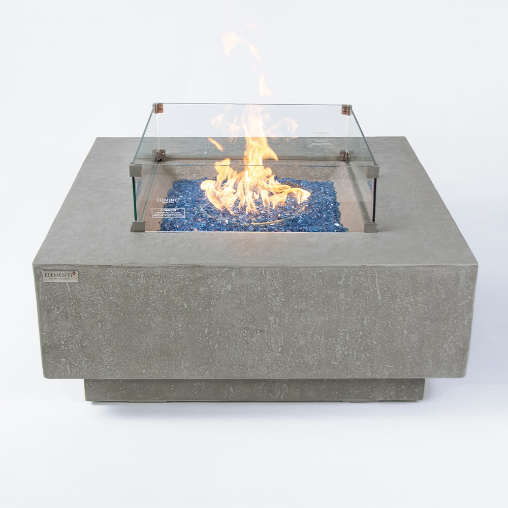 Victoria Light Grey Square Concrete Gas Fire Pit Table