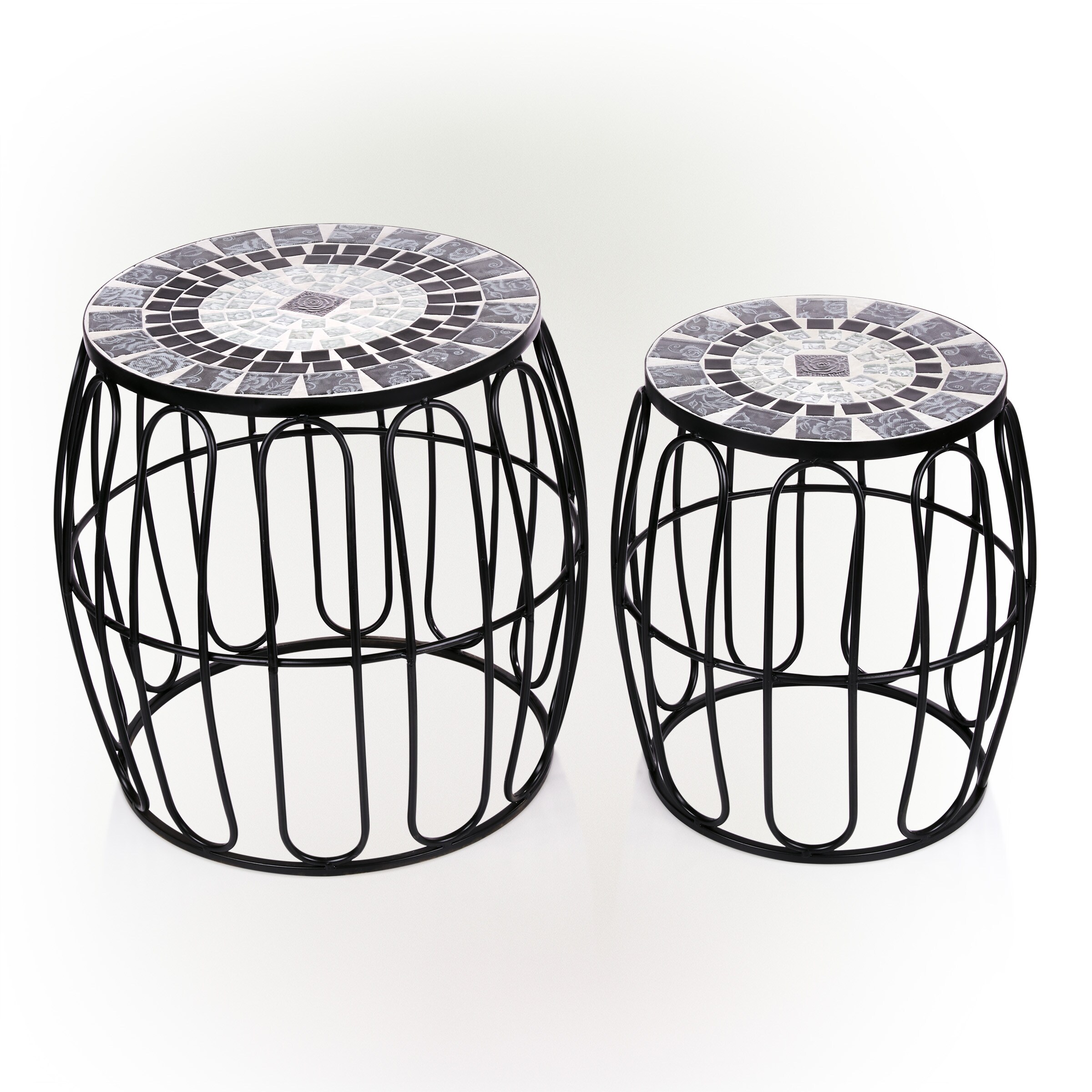Alpine Corporation MJK140A 2-Pack Round 15-in W x 43-in H Black Cement Contemporary/Modern Indoor/Outdoor Planter Bench