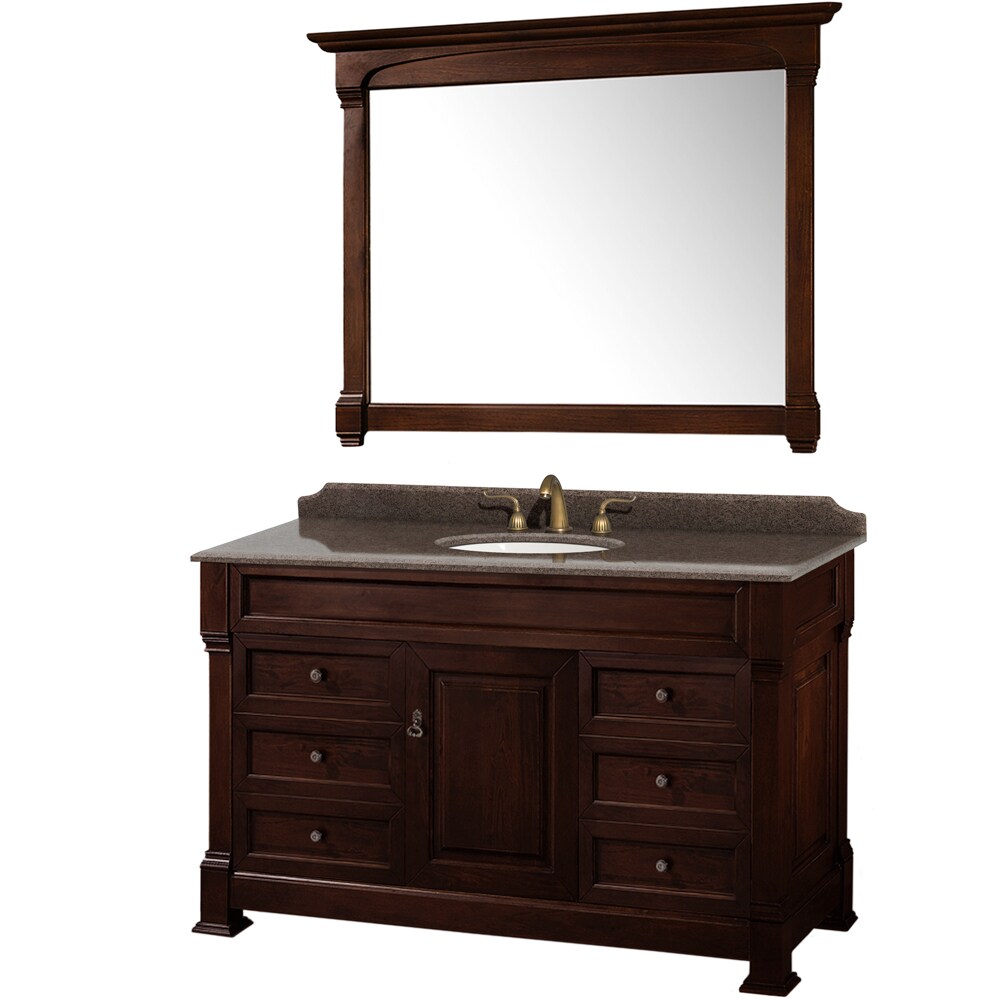 Wyndham Collection Andover 55 In Dark Cherry Undermount Single Sink Bathroom Vanity With