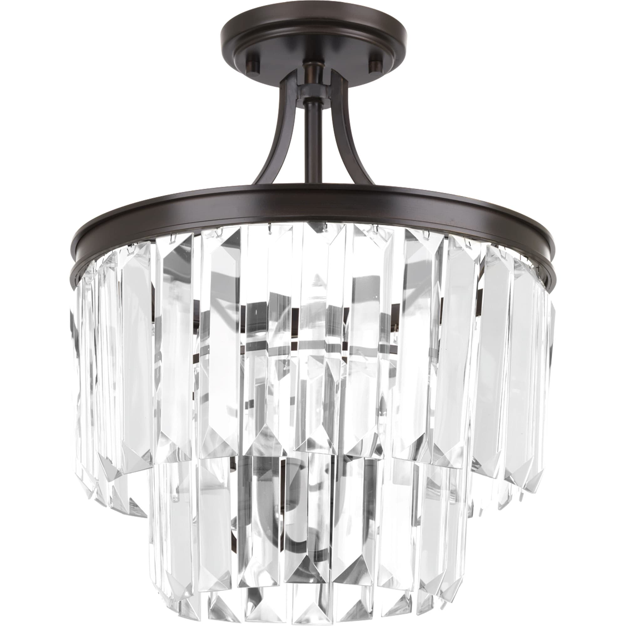 Progress Lighting P2325-20 Glimmer 3 -Light 13.12-in Antique Bronze Semi Flush Mount Light