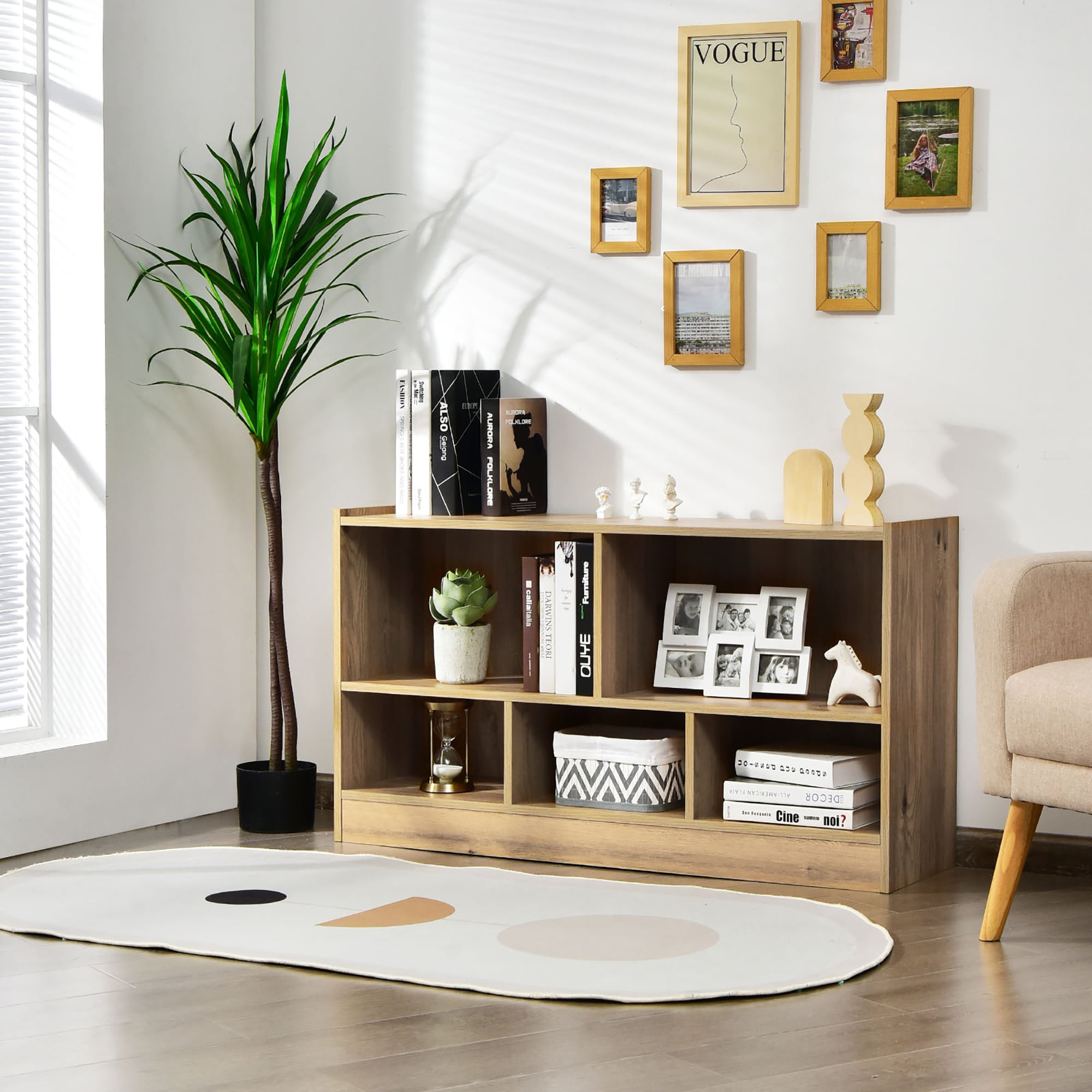 Natural Medium Wood Kids 5-Cube Storage Cabinet