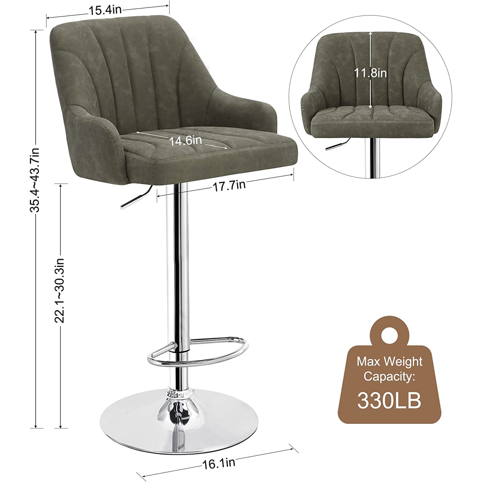 Vecelo LOE-C08-DGRY stools - View #3