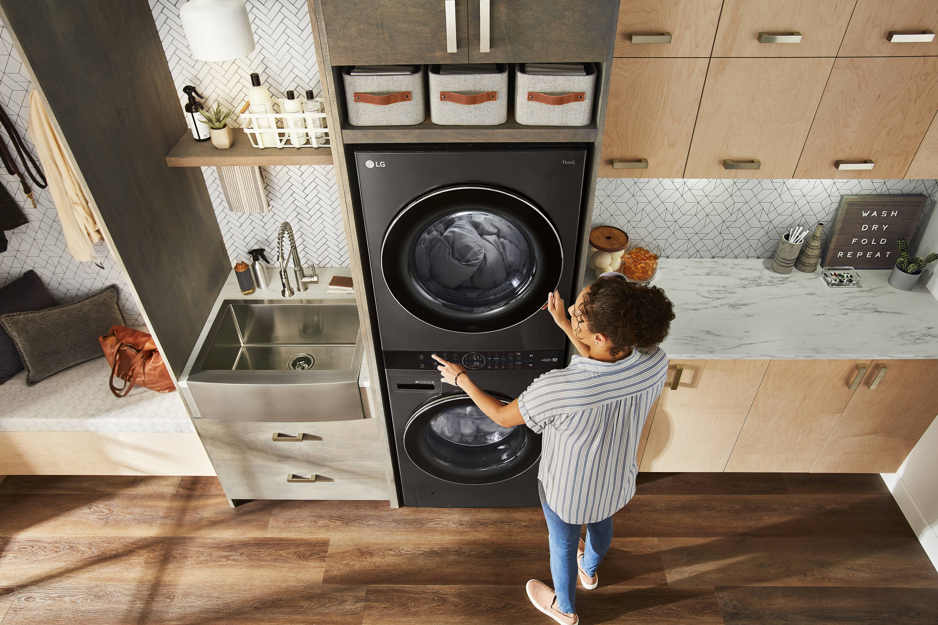 Laundry Center Electric Washer WashTower Laundry 7.4-cu at department the Dryer STAR) 4.5-cu LG and ft with Centers ft (ENERGY in Stacked Stacked