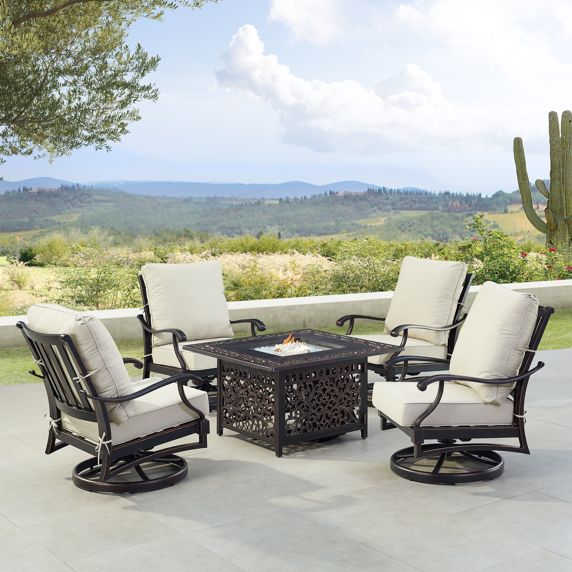 Oakland Living SHAO4CHMAYANLGCUA 14-Piece Patio Conversation Set with Gray Cushions