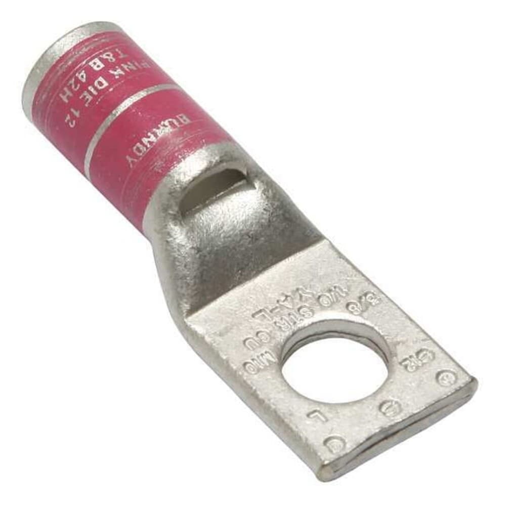 BURNDY  One-Hole Compression Lug 1/0 AWG Max 3/8 in Stud Standard Barrel Copper Pink YA25L4BOX