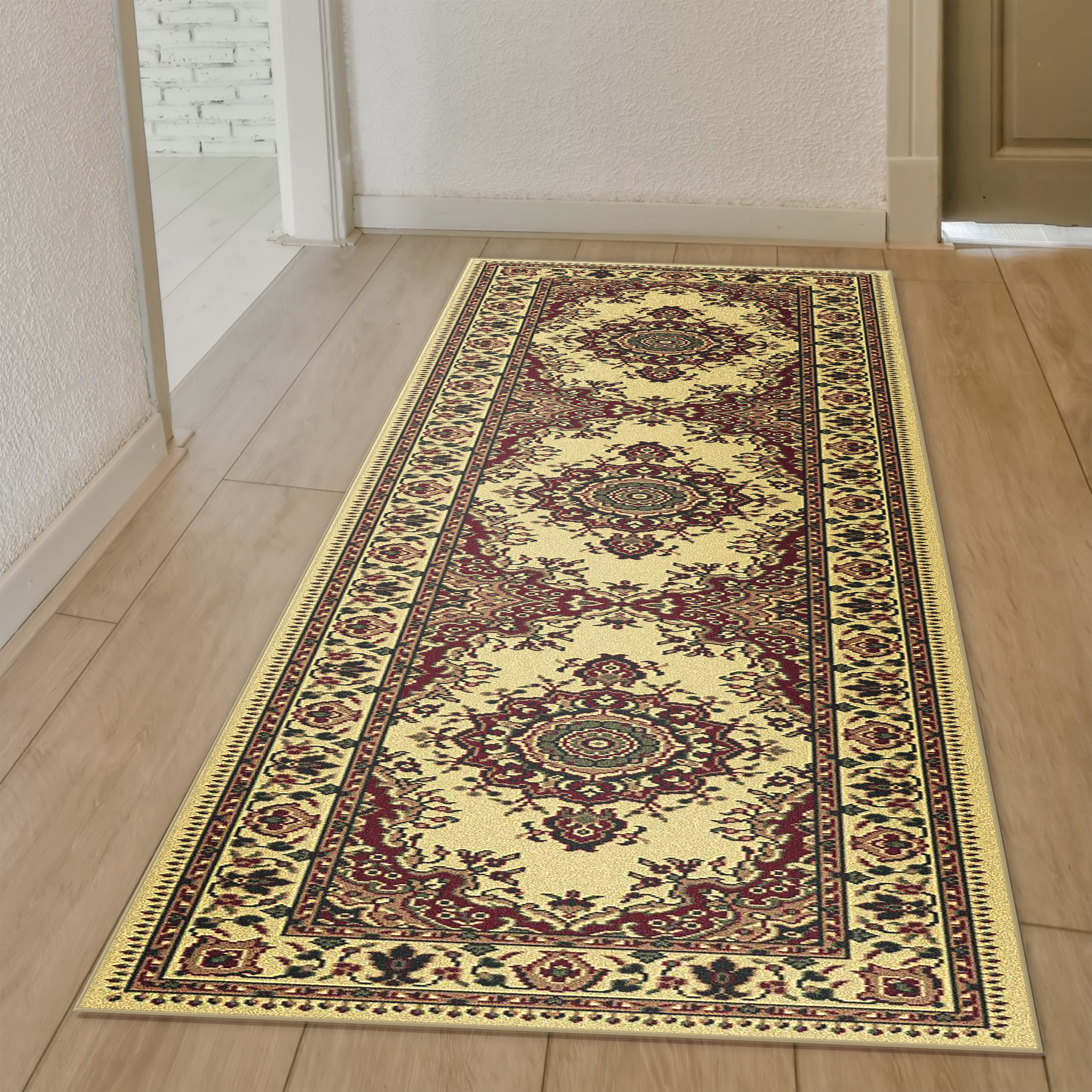 Radici USA 1191/2224/IVORY Castello 2 x 8 (ft) Polypropylene Ivory Rectangular Indoor Medallion Oriental Runner rug