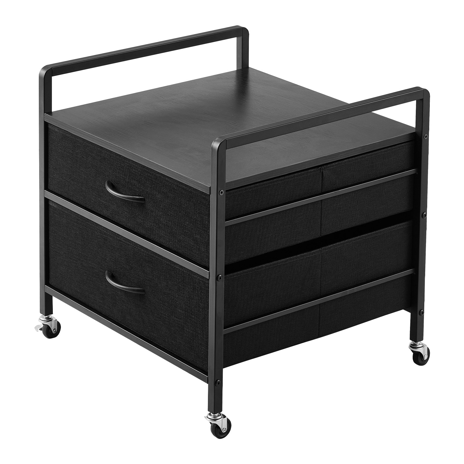 VEVOR SCCTKMNBXZJ206604V0 Mini Fridge Stand with Storage 176 lb-Capacity Mini Fridge Table with 2 Drawers and 4 Swivel Wheels Mobile Mini Fridge Shelf Black Mini Fridge Organizer for Dorm Apartment Office Bedroom