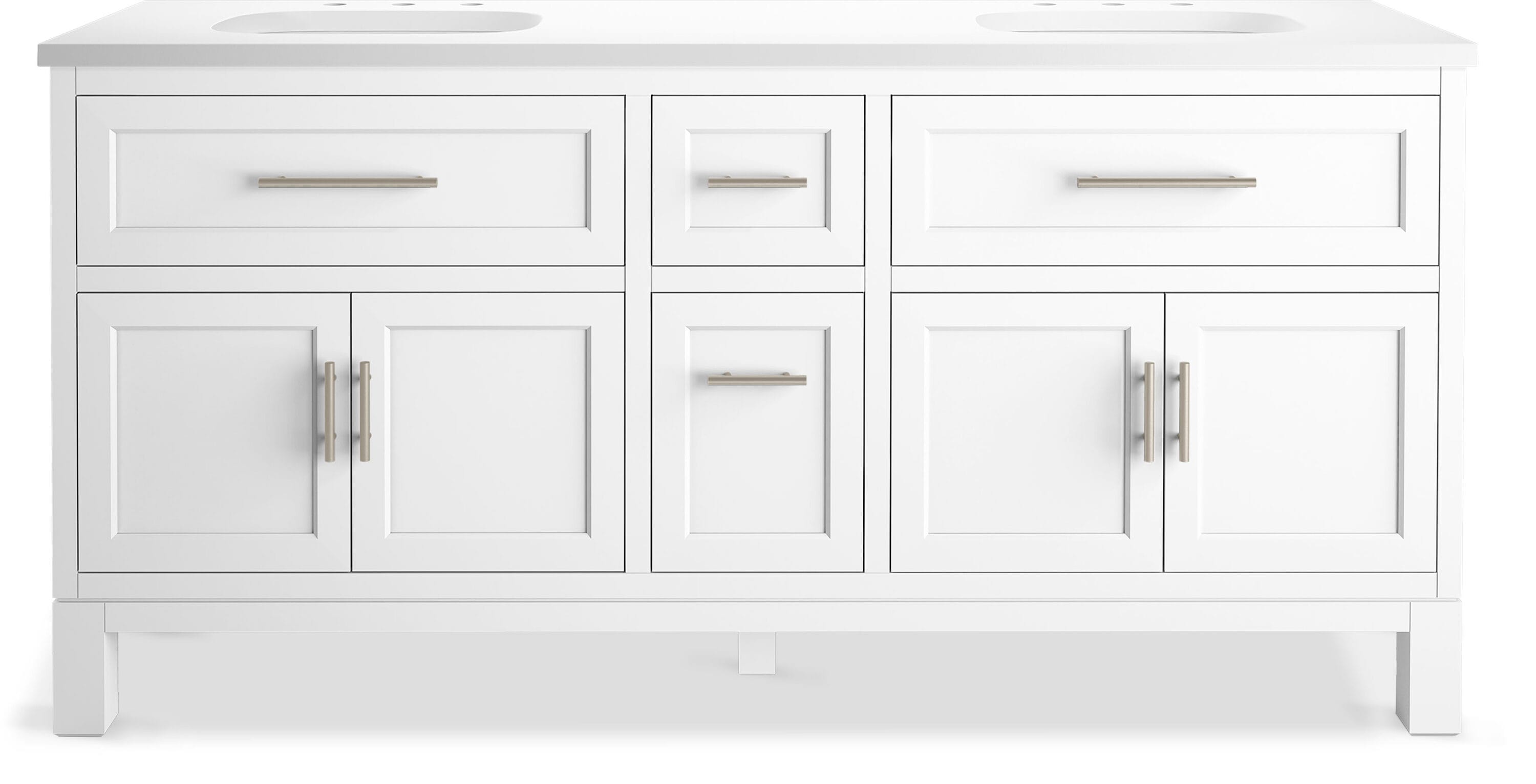 White Double Freestanding Bathroom Vanity with Quartz Top