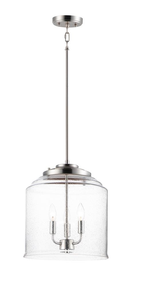 Maxim Lighting 12273CDSN Acadia Satin Nickel Industrial Clear glass Bell Medium Hanging Pendant light