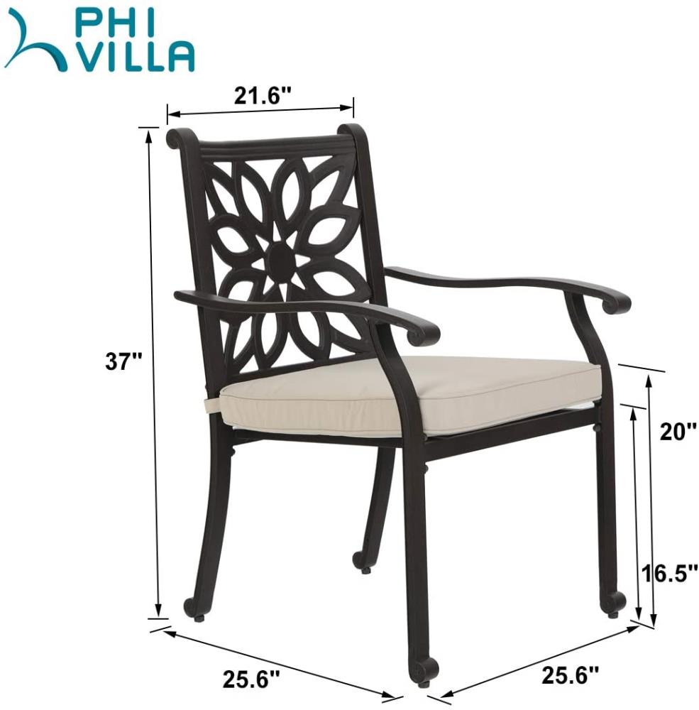 PHI VILLA 2 Black Steel Frame Stationary Dining Chair with Brown ...