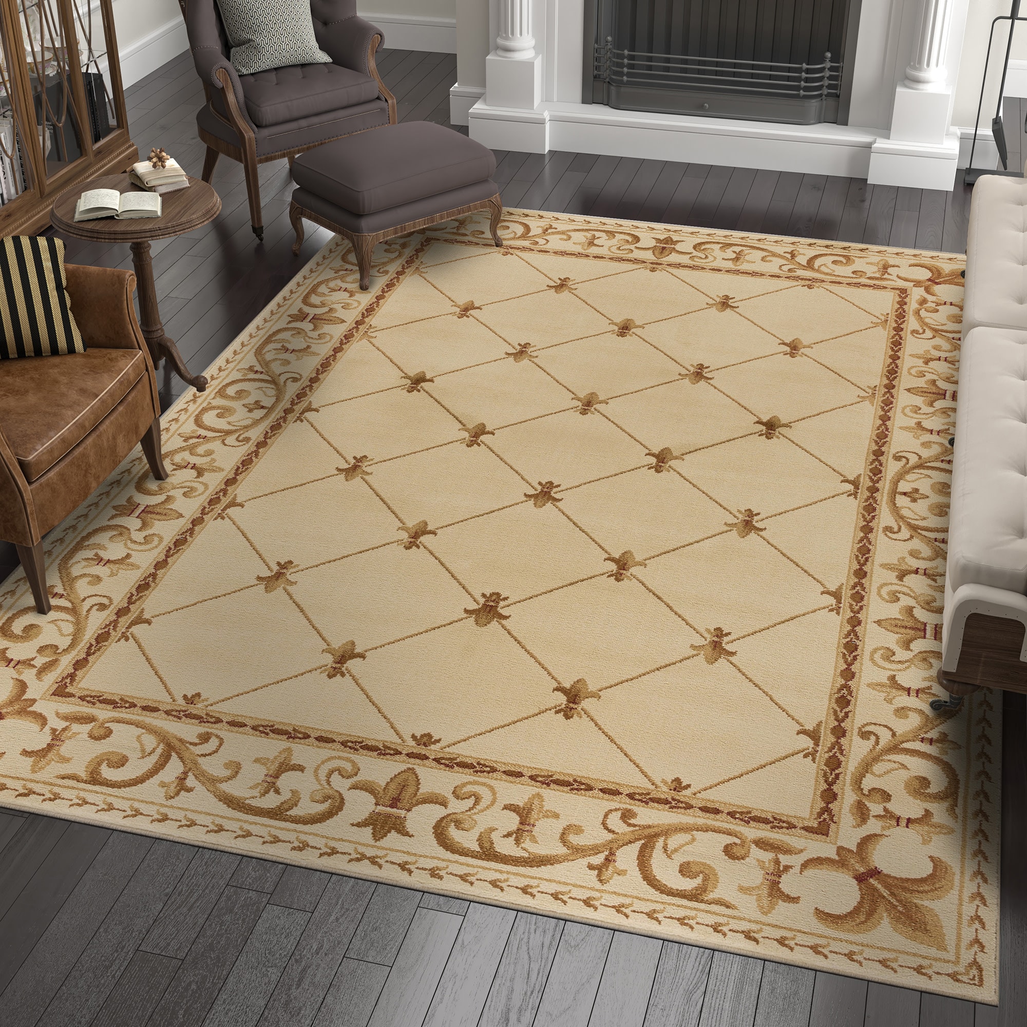 Tayse SNS4882 9X12 Sensation 9 x 12 (ft) Loomed Polypropylene Beige/Ivory Rectangular Indoor Floral/Botanical French Country Area rug