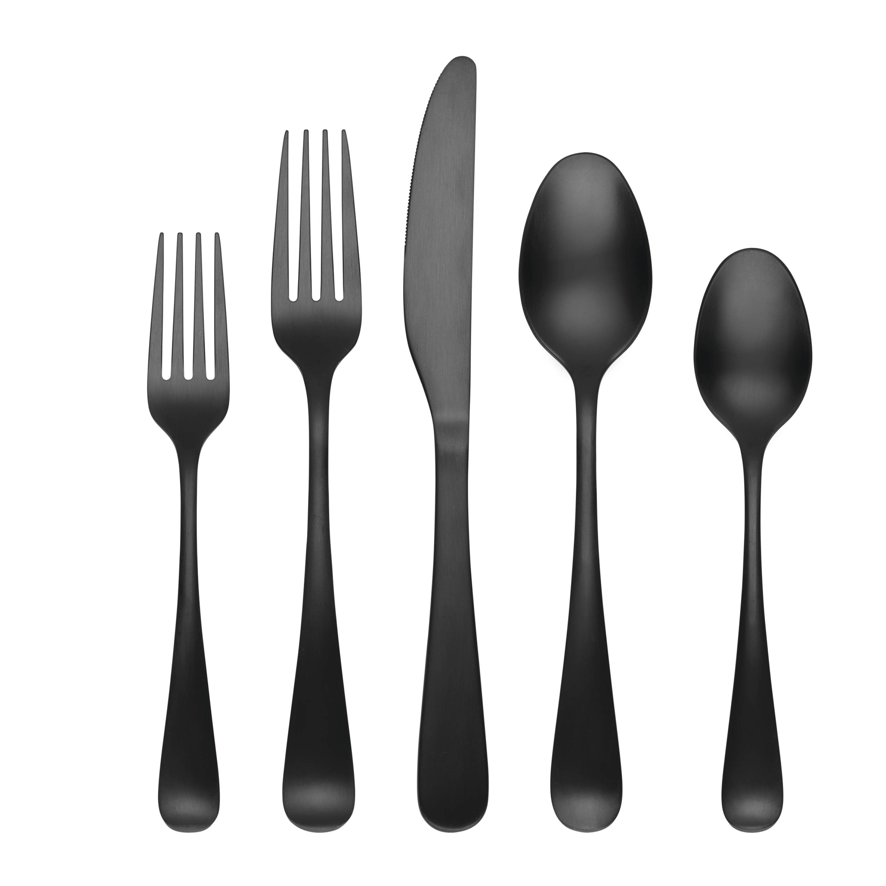 Cambridge Rhiannon Black Satin 20-Pieces Brushed Modern Flatware in the ...