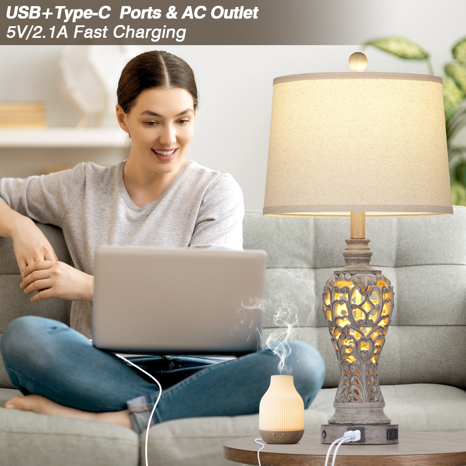 UrFurnishings TD-366 Table-Lamps - View #2
