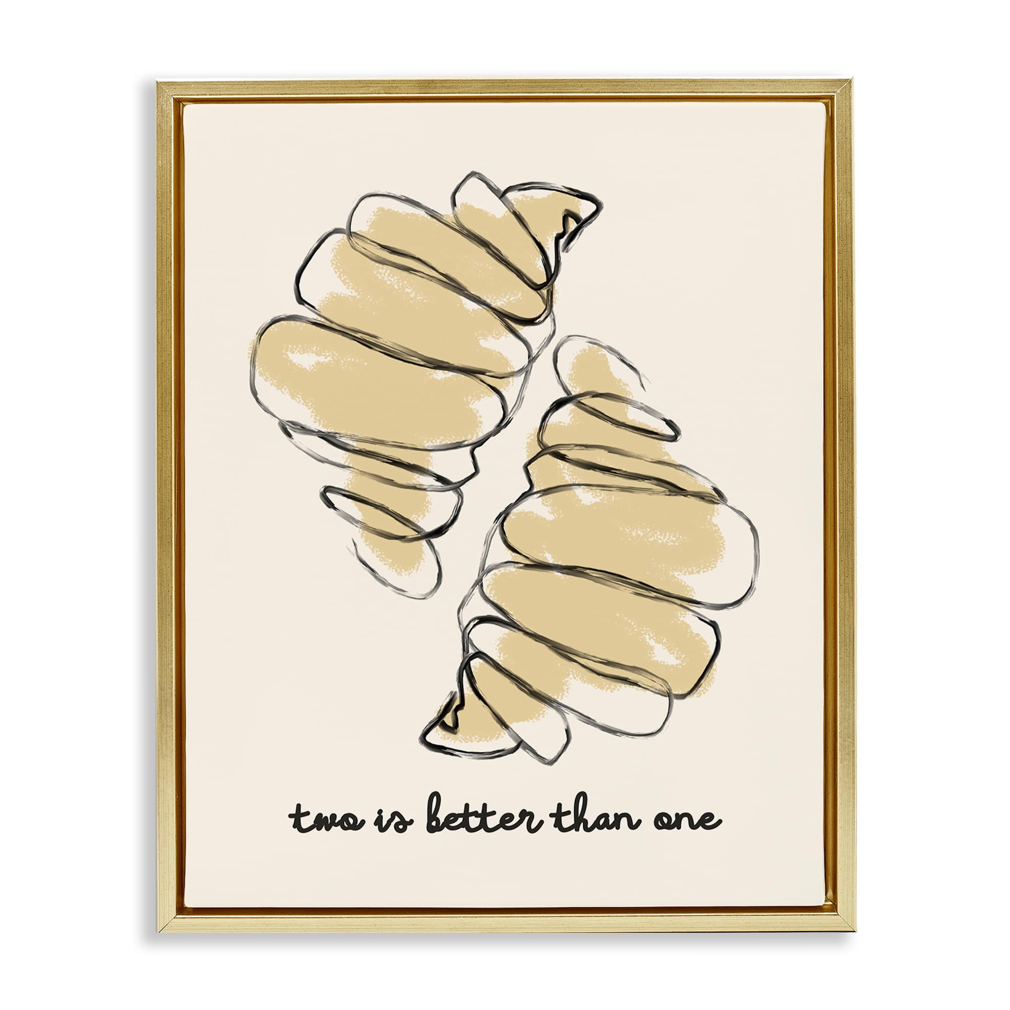 Stupell Industries BT-131-FFG-16X20 Croissants with French Phrase Gold Framed Floater Canvas Wall Art By Lil' Rue 17 x 21