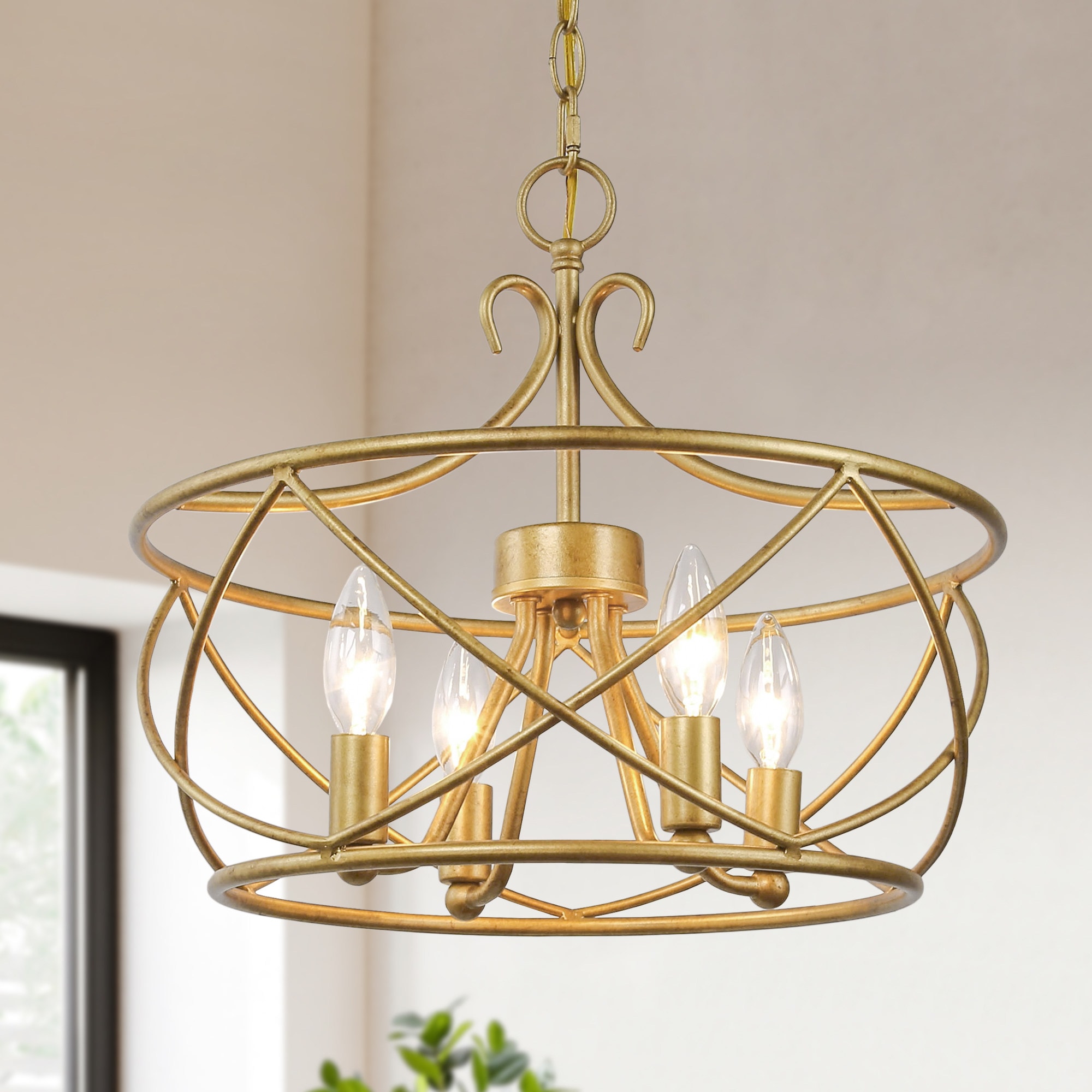 Uolfin 77ZVVN-LWS23519-T6 4 -Light Antique Gold Modern/contemporary For Use in Bedrooms, Dining Rooms, Foyers, Kitchens, Living Rooms Chandelier