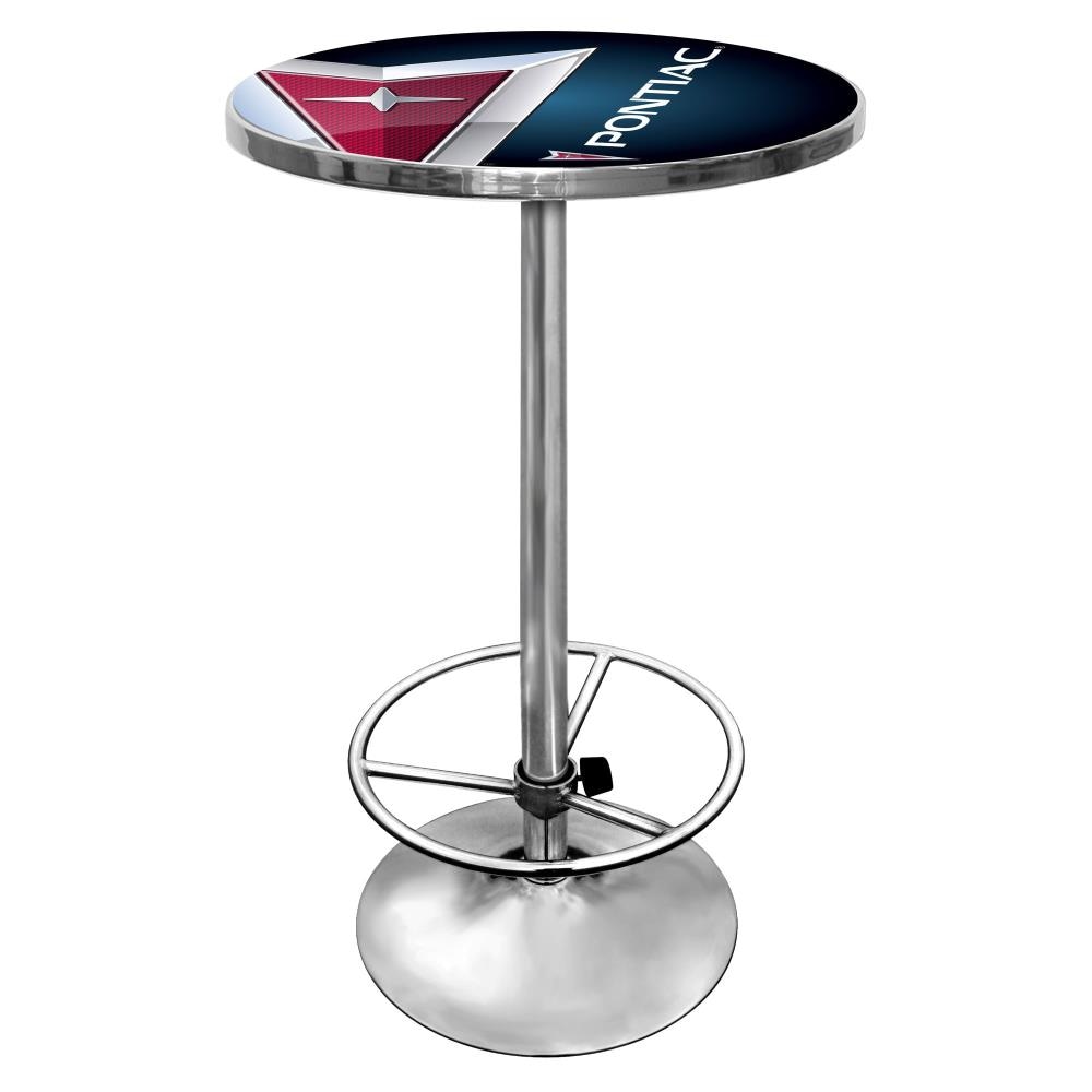 Trademark Gameroom GM2000-PC Pub Tables Blue Round Traditional Bar Table, Composite with Metal Pedestal Base 27.375-in L x 42-in H