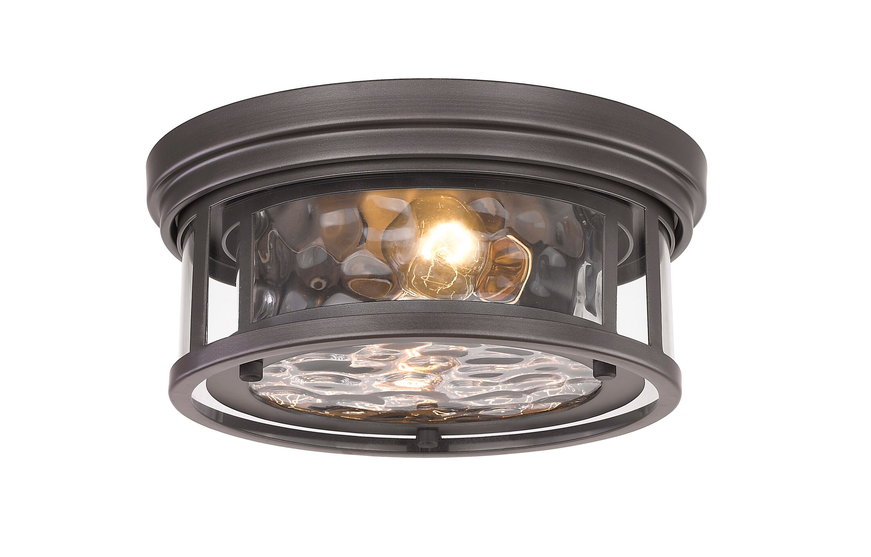 Z-Lite 493F2-BRZ Clarion 2 -Light 12-in Distressed Bronze Flush Mount Light