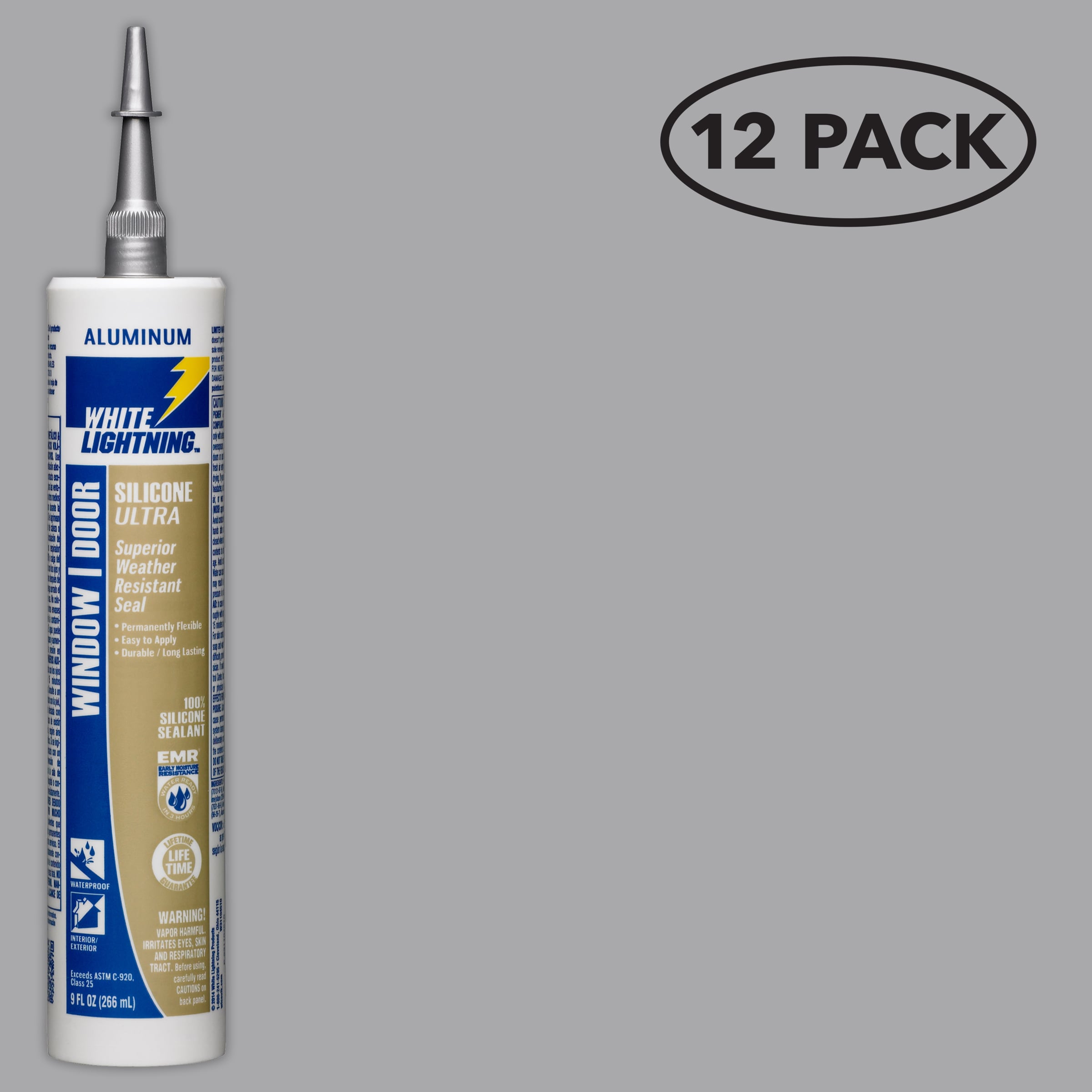 White Lightning W31104510SOS Window and Door 12 -Pack 10-oz Window door Aluminum Silicone Caulk