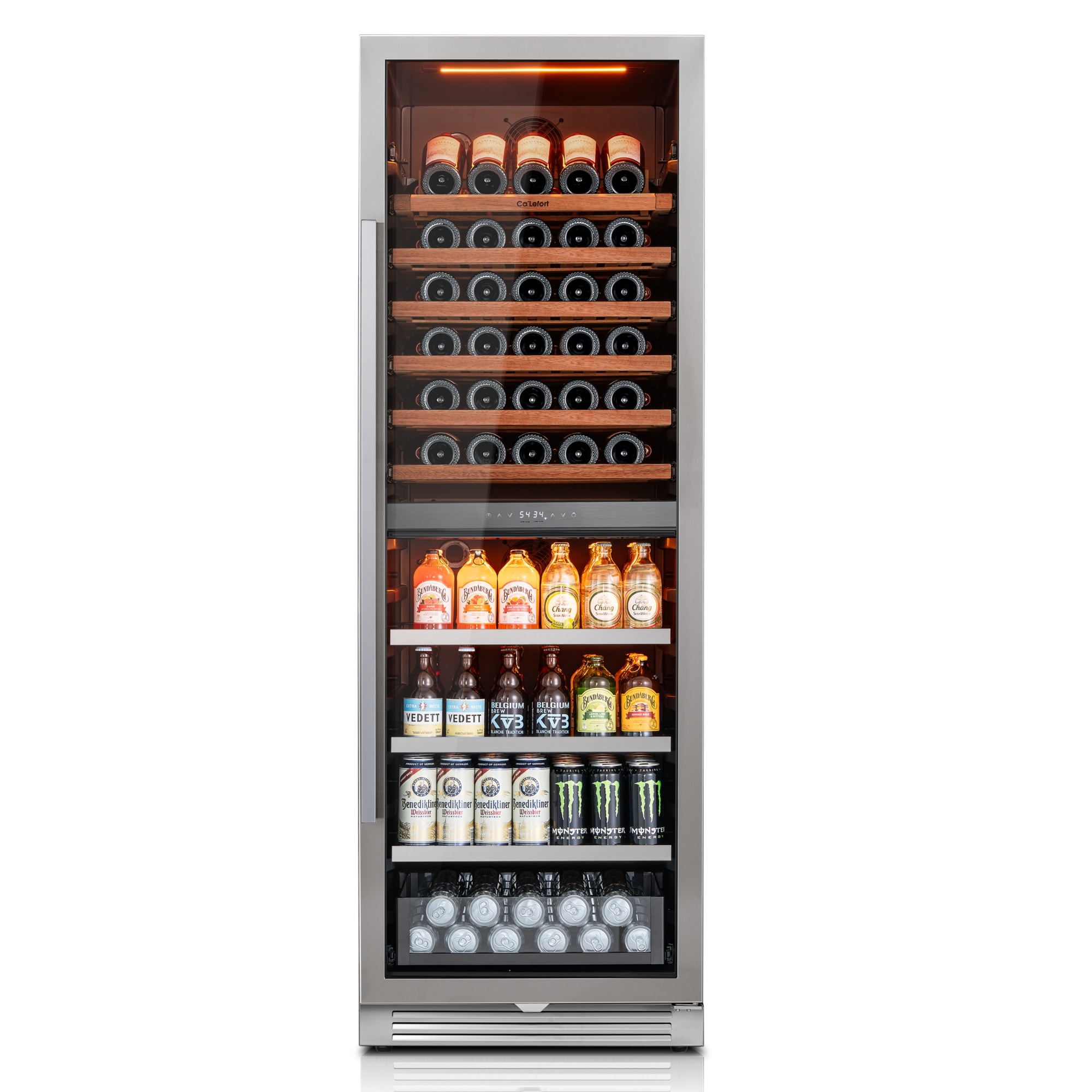 Ca'Lefort CLF-WBD151R-LS 23.4-in W 177 -Can Capacity Stainless Steel Built-in/Freestanding Indoor Beverage Refrigerator with Glass Door