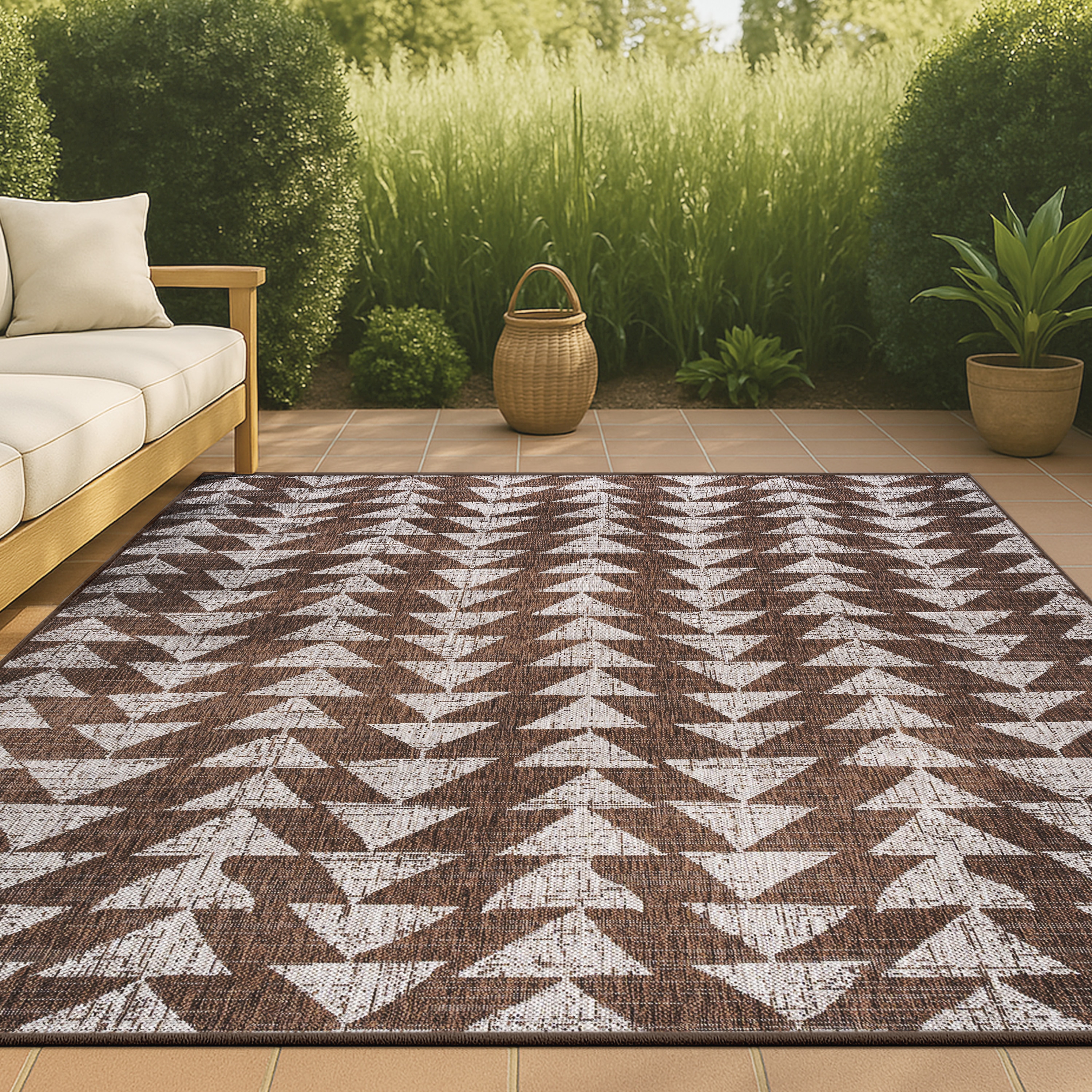 JONATHAN  Y SMB126A-3 Santa Monica Andratx Tribal 3 x 5 (ft) Loomed Polypropylene Brown/Beige Rectangular Indoor/Outdoor Geometric Bohemian/Eclectic Area rug
