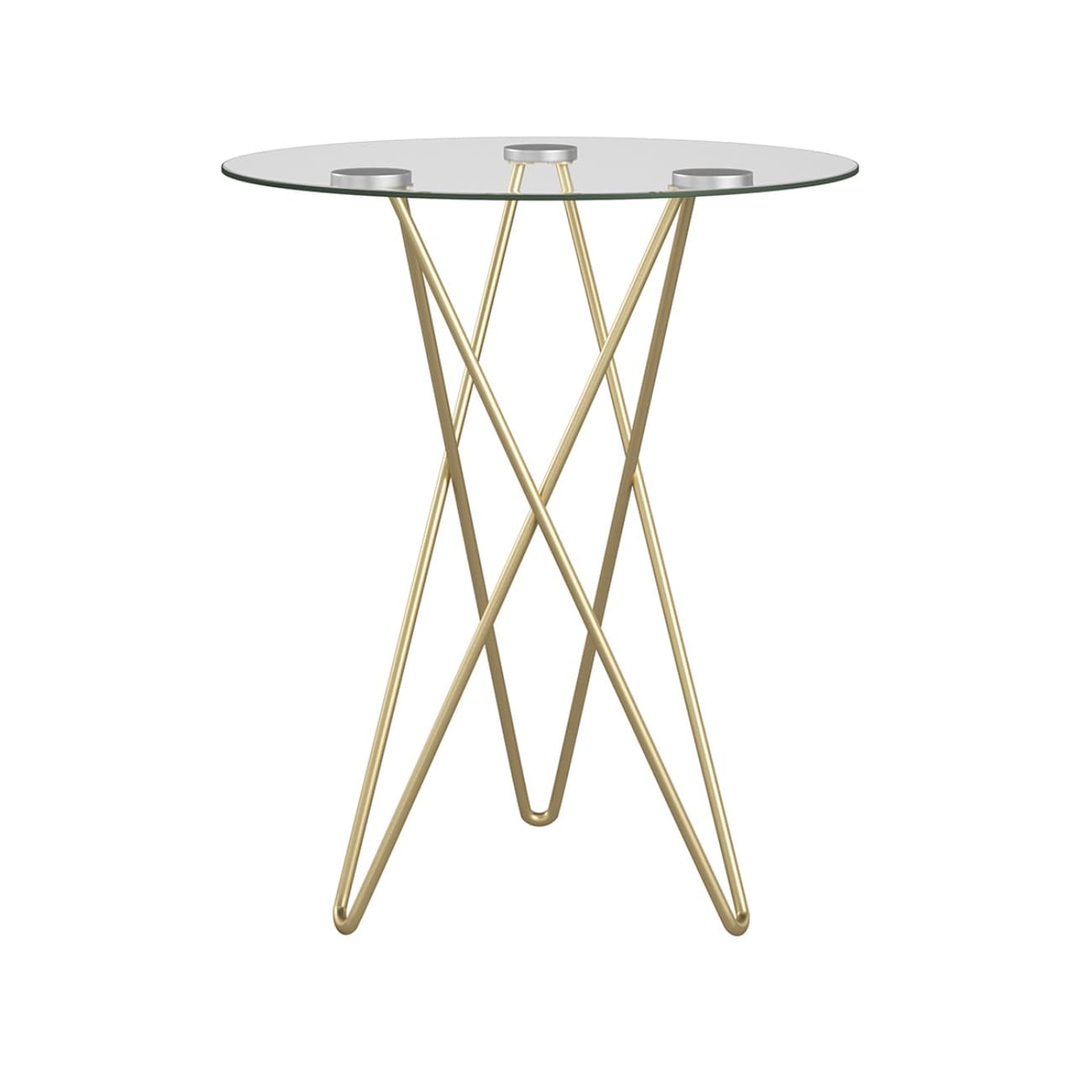 HomeRoots 4000400529 19.75-in W x 20.5-in H Clear Glass Round Modern End Table Assembly Required