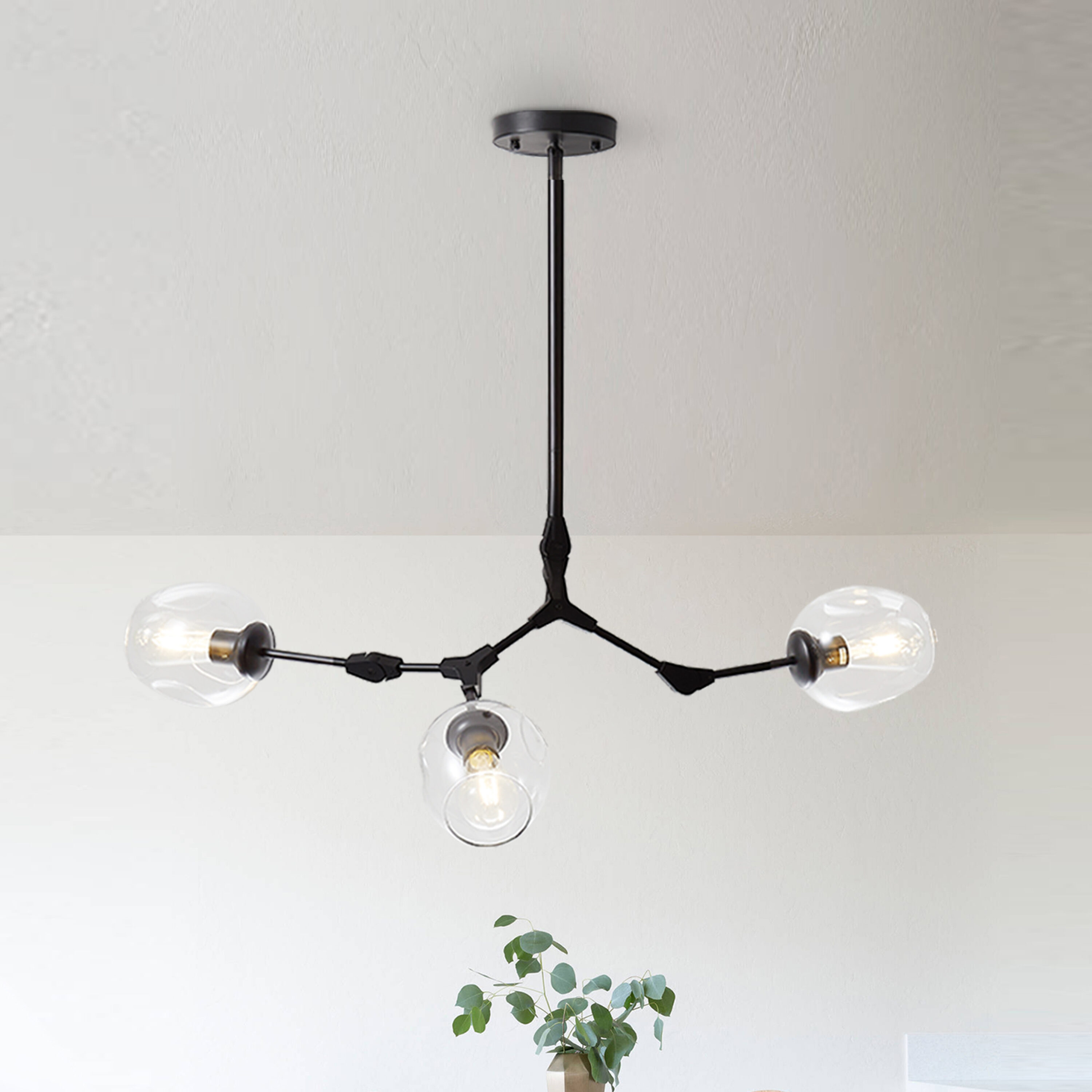 Oaks Decor BD1030-3-TM Rochelle 3 -Light Brushed Clear Modern/contemporary For Use in Bedrooms, Dining Rooms, Foyers, Kitchens, Living Rooms Chandelier