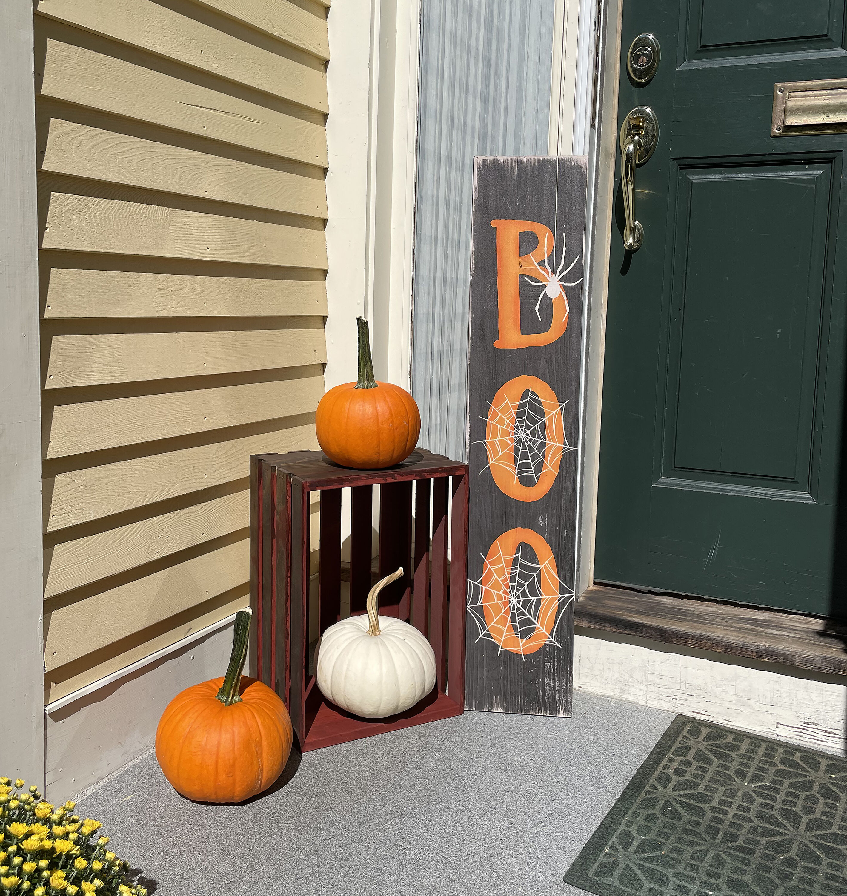 40 in. Wood Halloween Boo Vertical Hanging Porch Sign