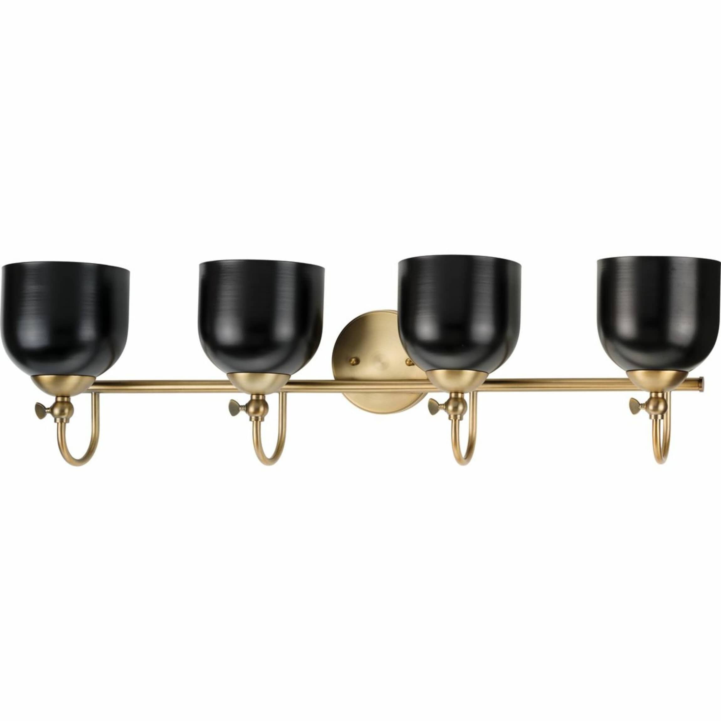Dalton 33'' Black and Brass 4-Light Dimmable Vanity Fixture