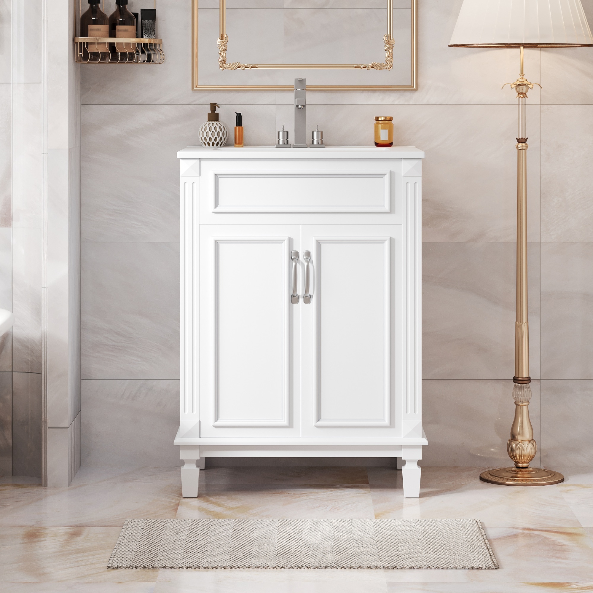 CALVON Bathroom Vanity Undermount Bathroom Vanity with Ceramic Top