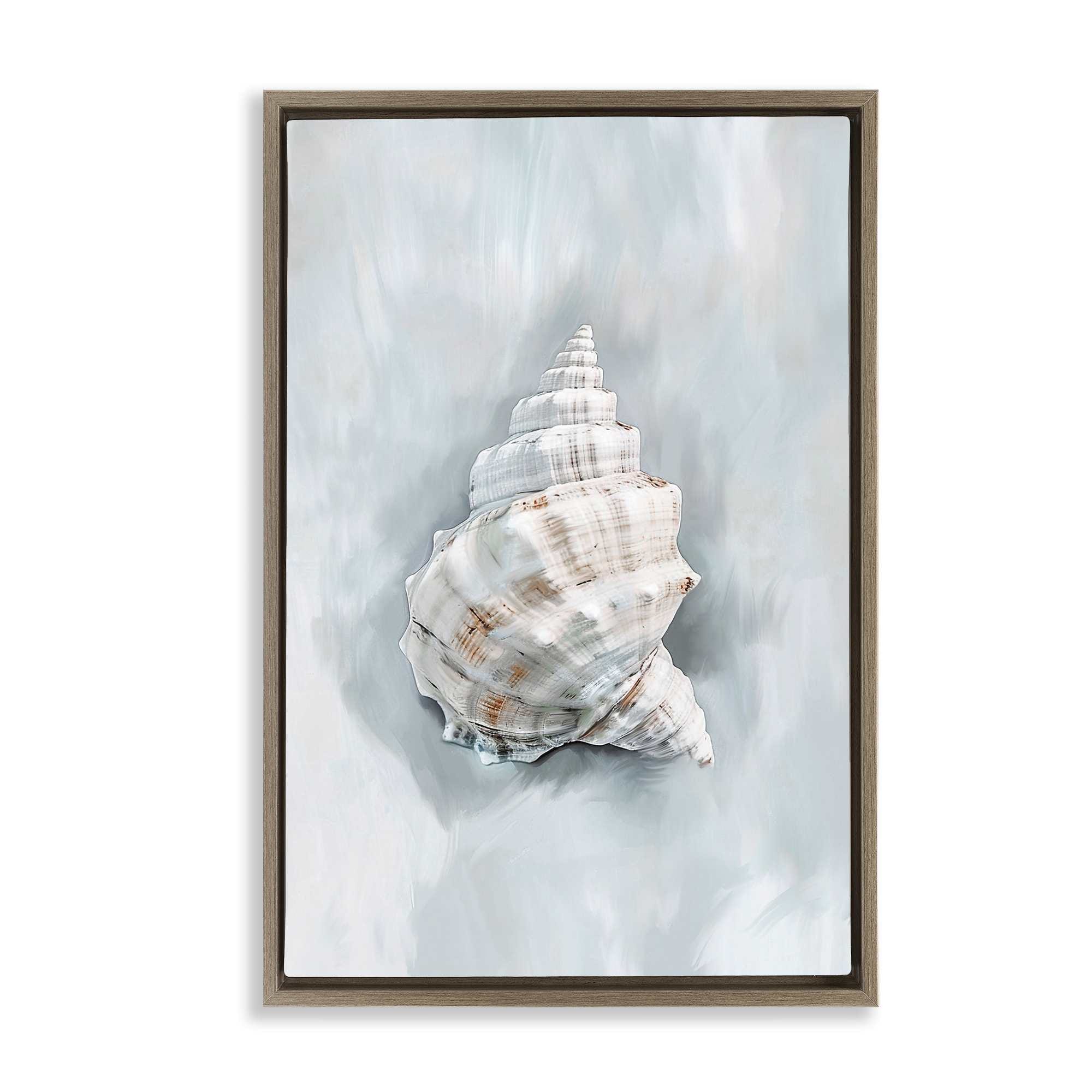 Stupell Industries BS-973-FFE-16X24 Conch Seashell Mirage Brown Framed Floater Canvas Wall Art By Ramona Murdock 17 x 25
