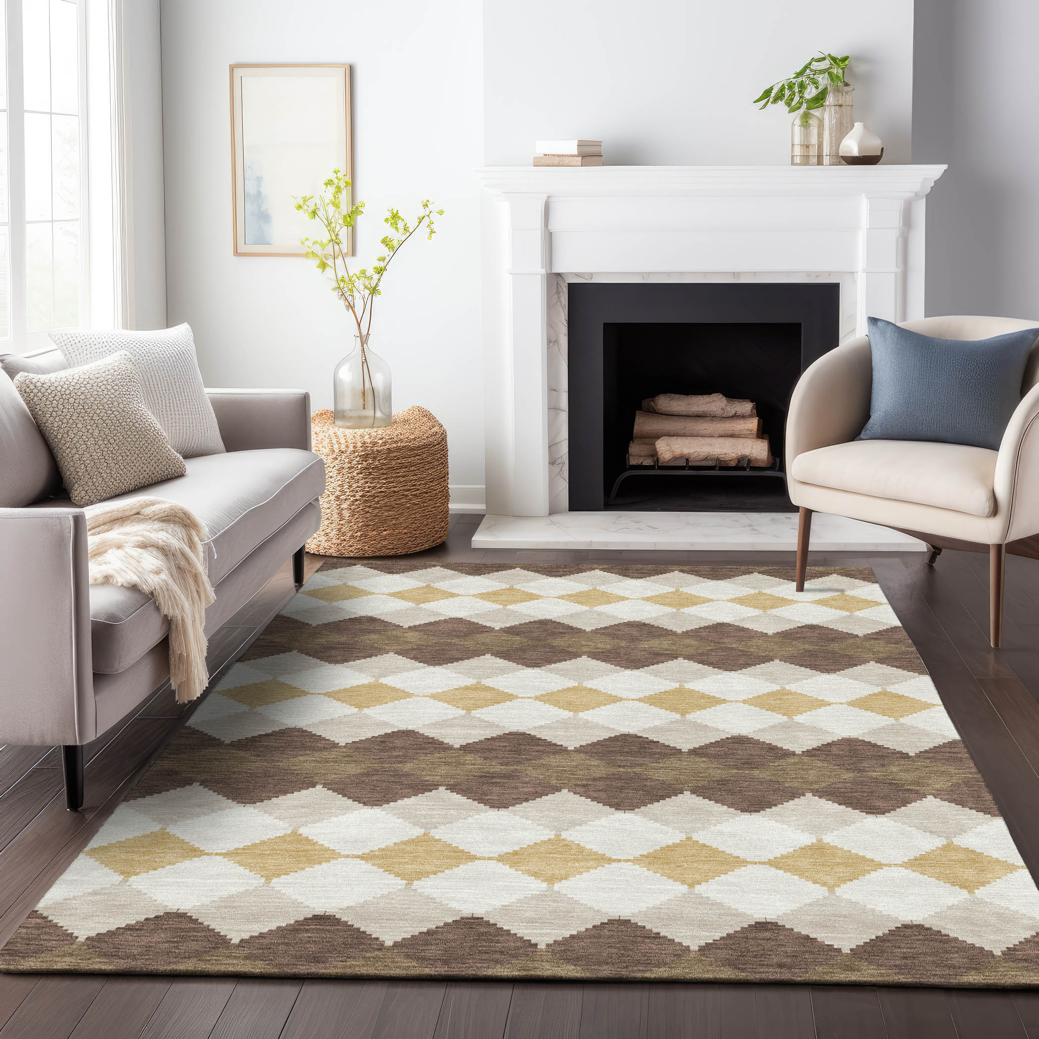 Addison Rugs ACN1007BR5X8 Chantille ACN1007BR 5 x 7 (ft) Polyester Brown Rectangular Indoor/Outdoor Geometric Machine washable Area rug