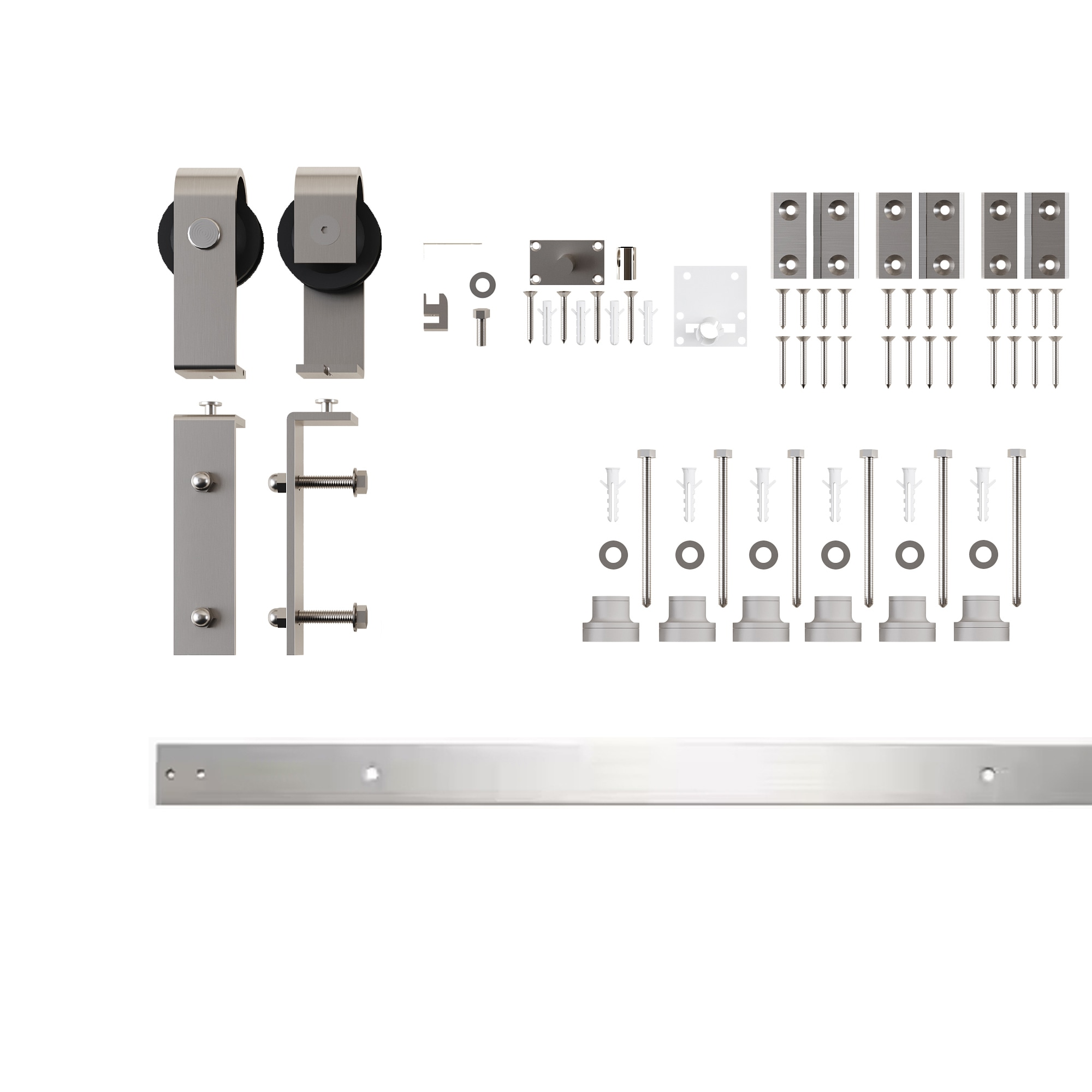 HOMACER 60-in Brushed Brushed Nickel Indoor J-strap Single bifold Barn door hardware kit