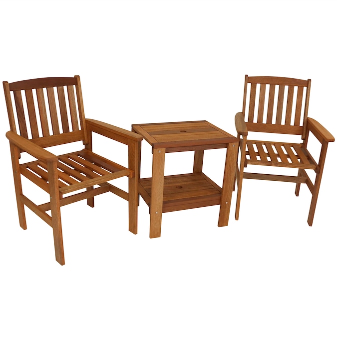 Sunnydaze Decor Patio Conversation Set, Meranti Wood Outdoor Furniture