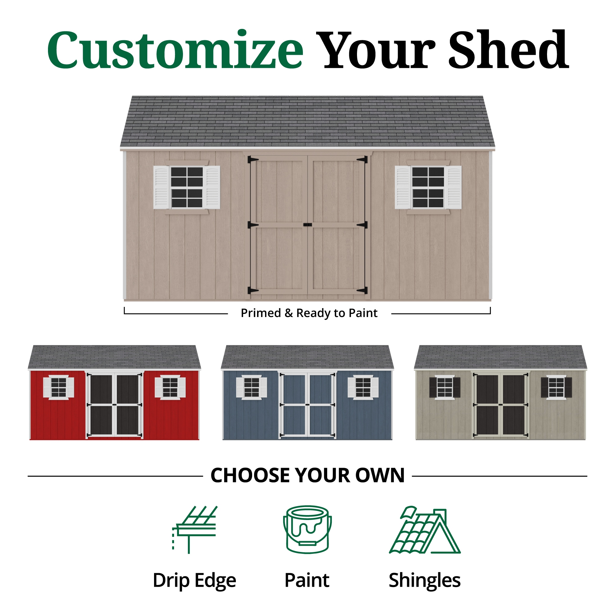 12' x 16' Brown Wood Storage Shed with Windows and Floor
