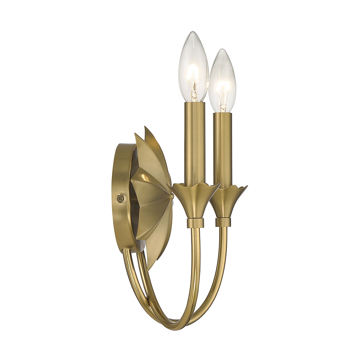 Warm Brass 2-Light Dimmable Wall Sconce with Star Design