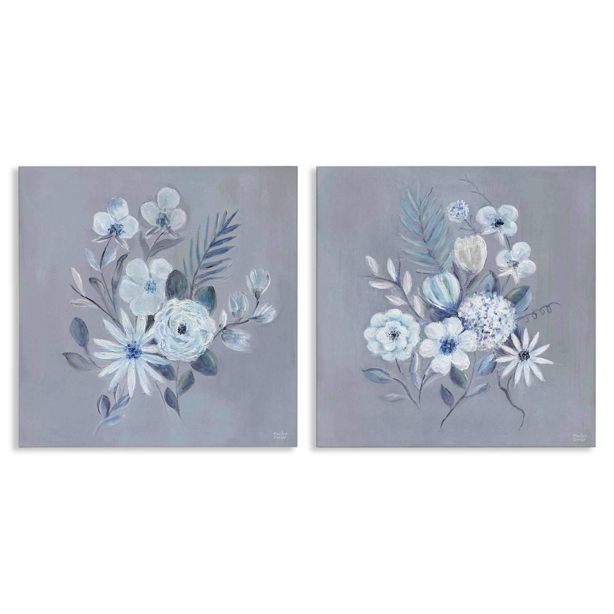 Stupell Industries B2-724-CN-2PC-17X17 Delicate Flower Bunches 2pc Canvas Set design by Marilyn Dunlap