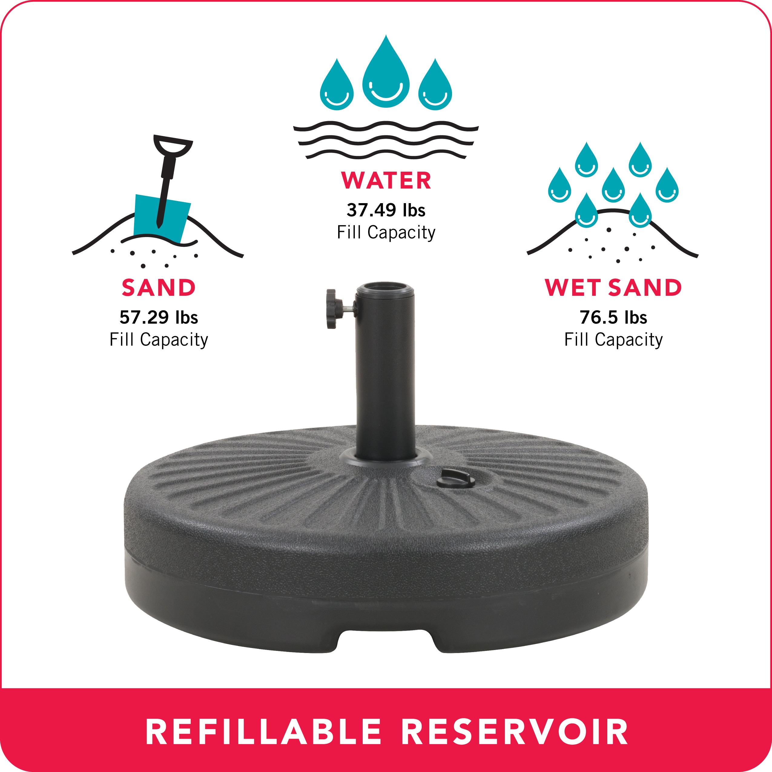 Heavy Duty Round Gray Metal Patio Umbrella Base