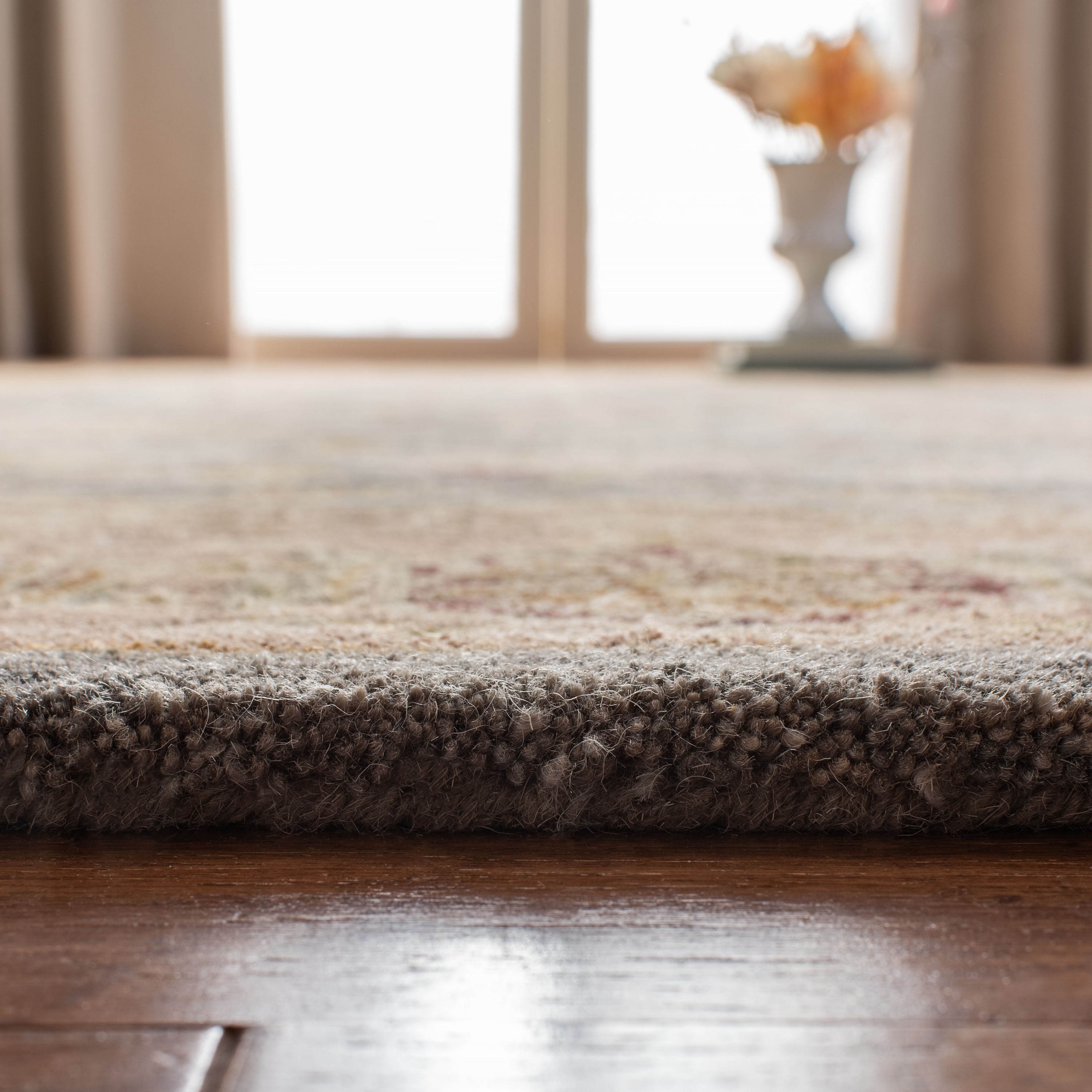 Handmade Blue and Beige Wool Tufted Runner Rug