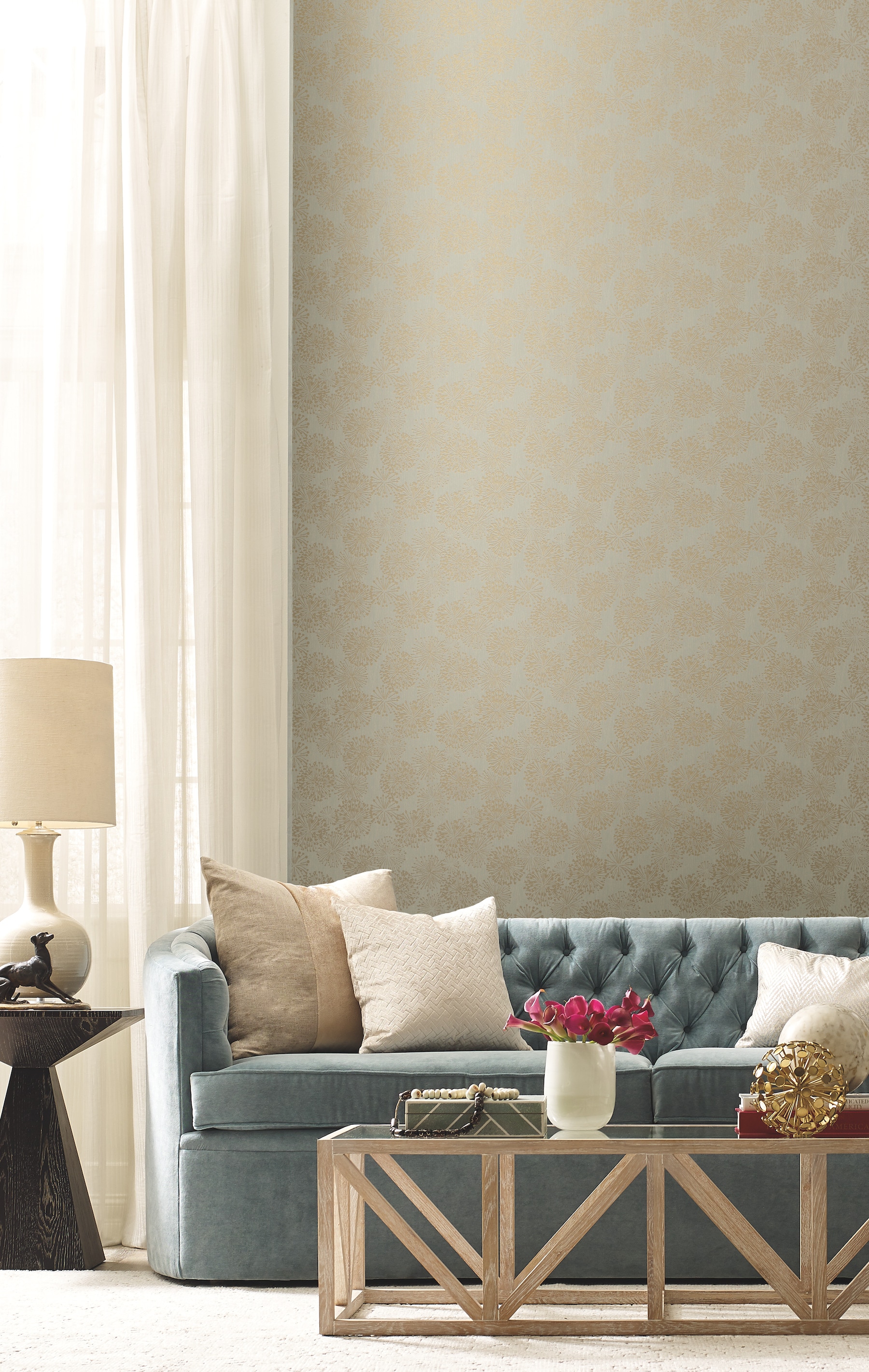 York Wallcoverings NA0579 Candice Olson Botanical Dreams 60.8-Sq. Feet Neutral Non-woven Ivy/Vines Unpasted Wallpaper