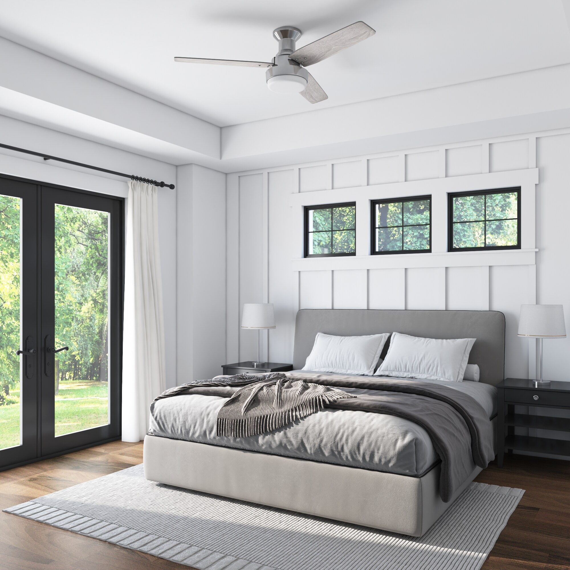 Harbor Breeze Mac III 52in Brushed Nickel Colorchanging Indoor Flush